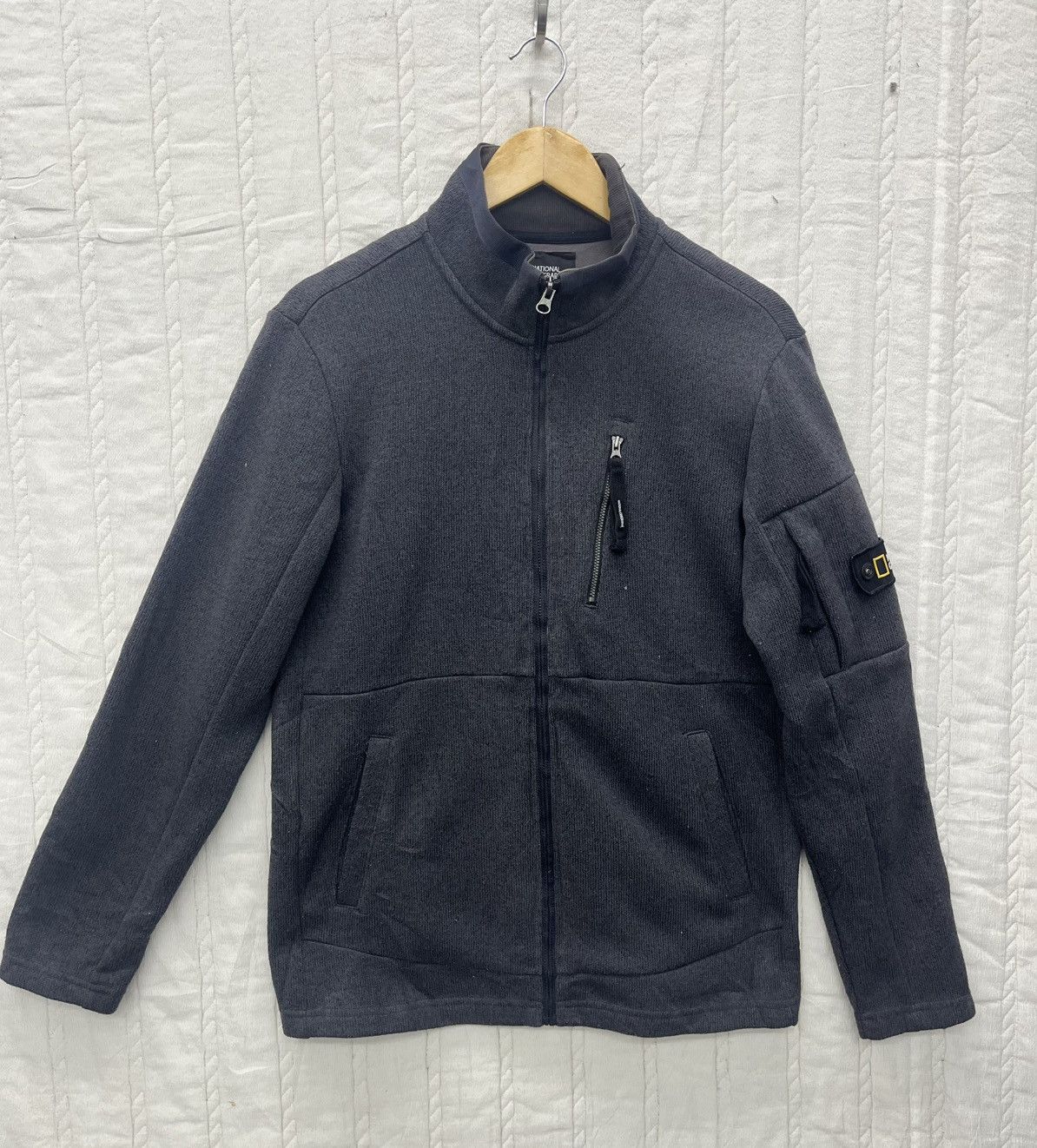 NATIONAL GEOGRAPHIC WAFFLE KNIT FLEECE JACKET