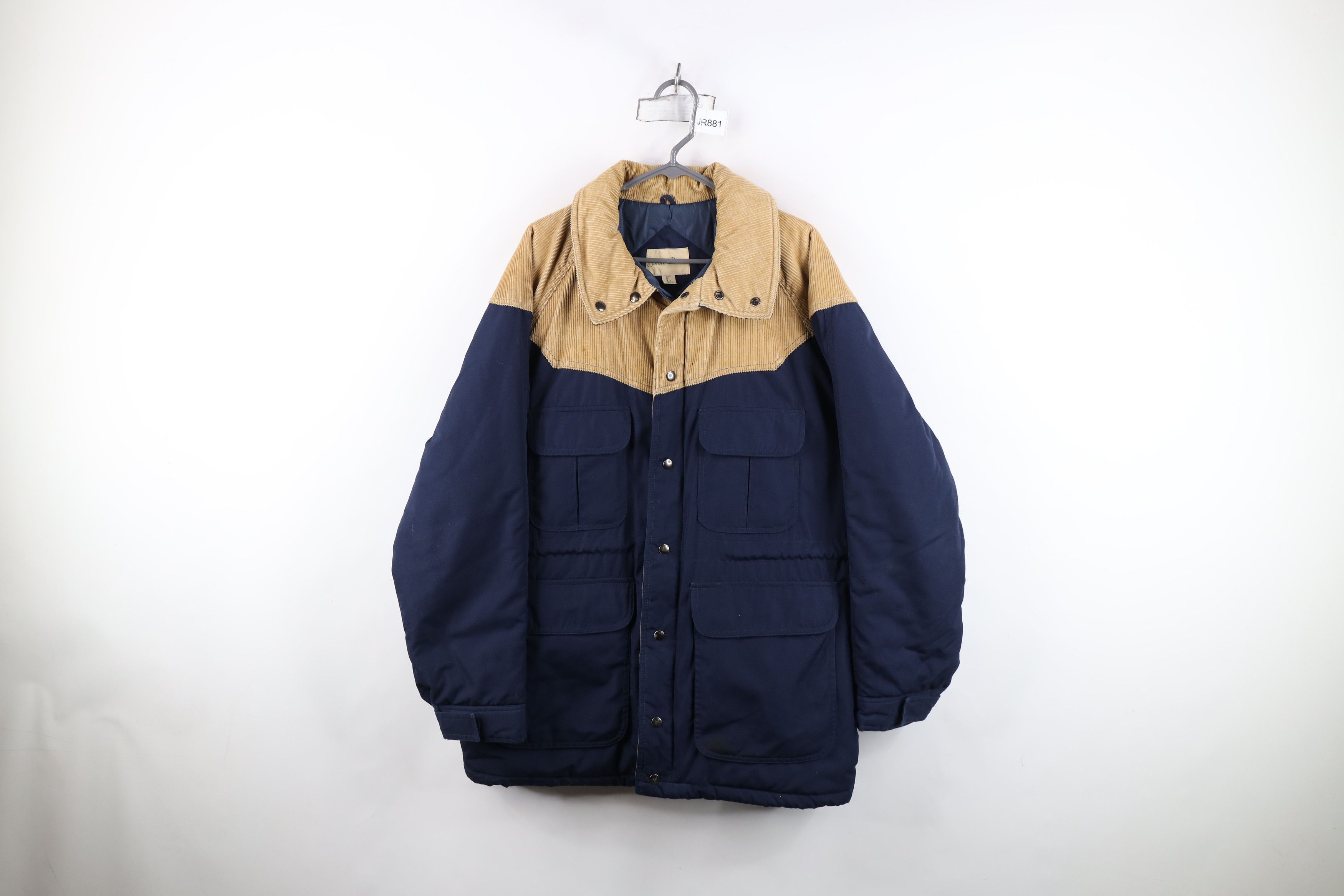 Vintage Vintage 90s Streetwear Corduroy Puffer Parka Jacket Blue Size US L / EU 52-54 / 3 - 1 Thumbnail