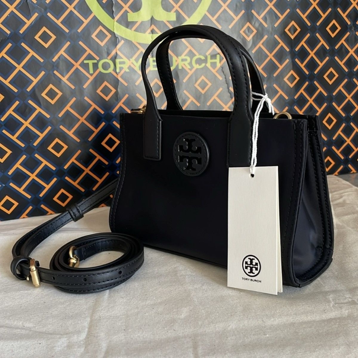 Tory Burch NWT , tory burch ella nylon mini tote crossbody in black Size ONE SIZE - 8 Thumbnail