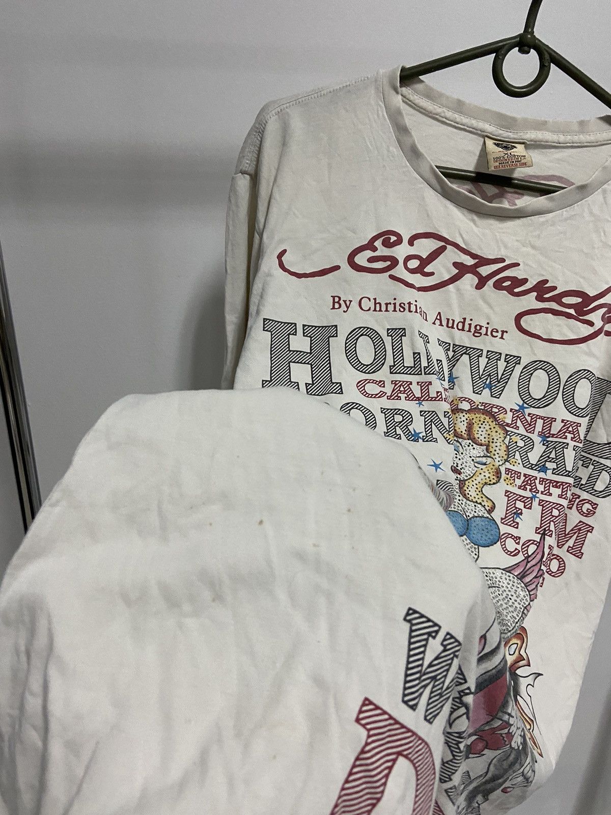 Ed Hardy × Vintage Ed Hardy t shirt girl rhinestones big print vintage tattoo Size US XL / EU 56 / 4 - 11 Thumbnail