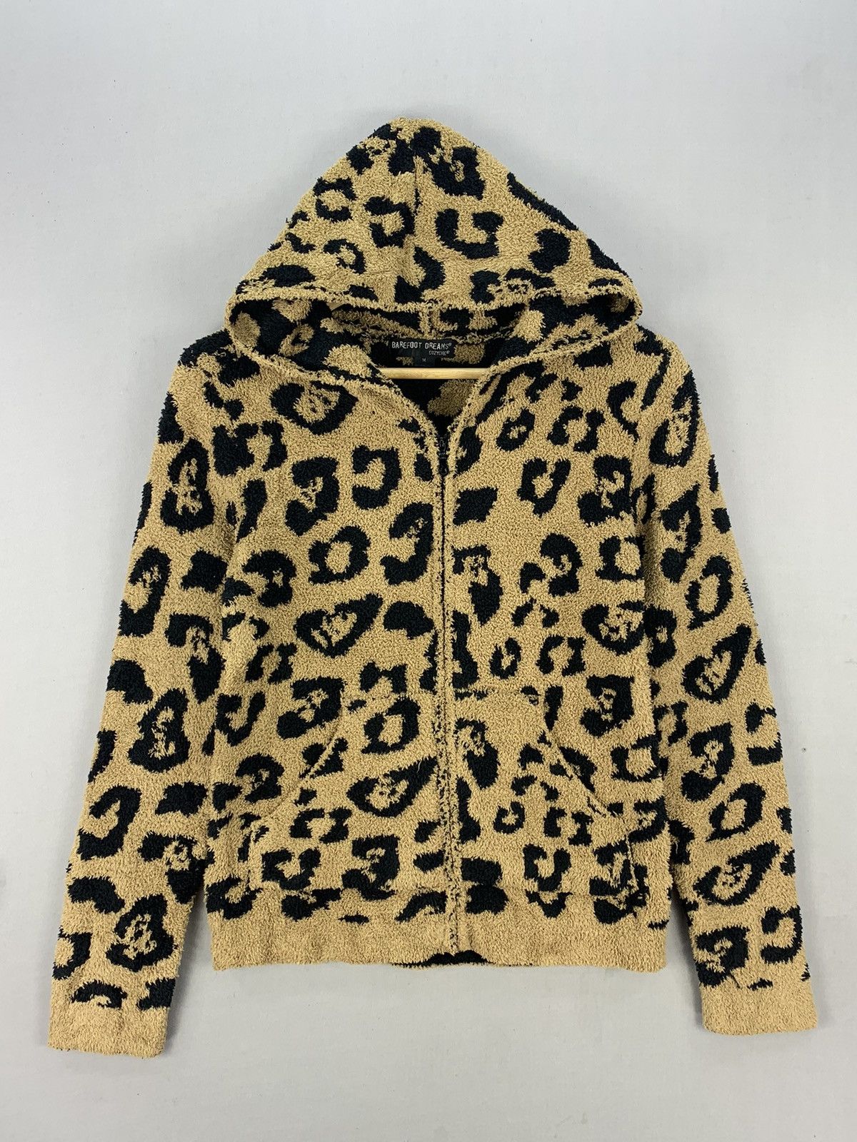 Leopard Stripe Design Zipper Fleece Jacket