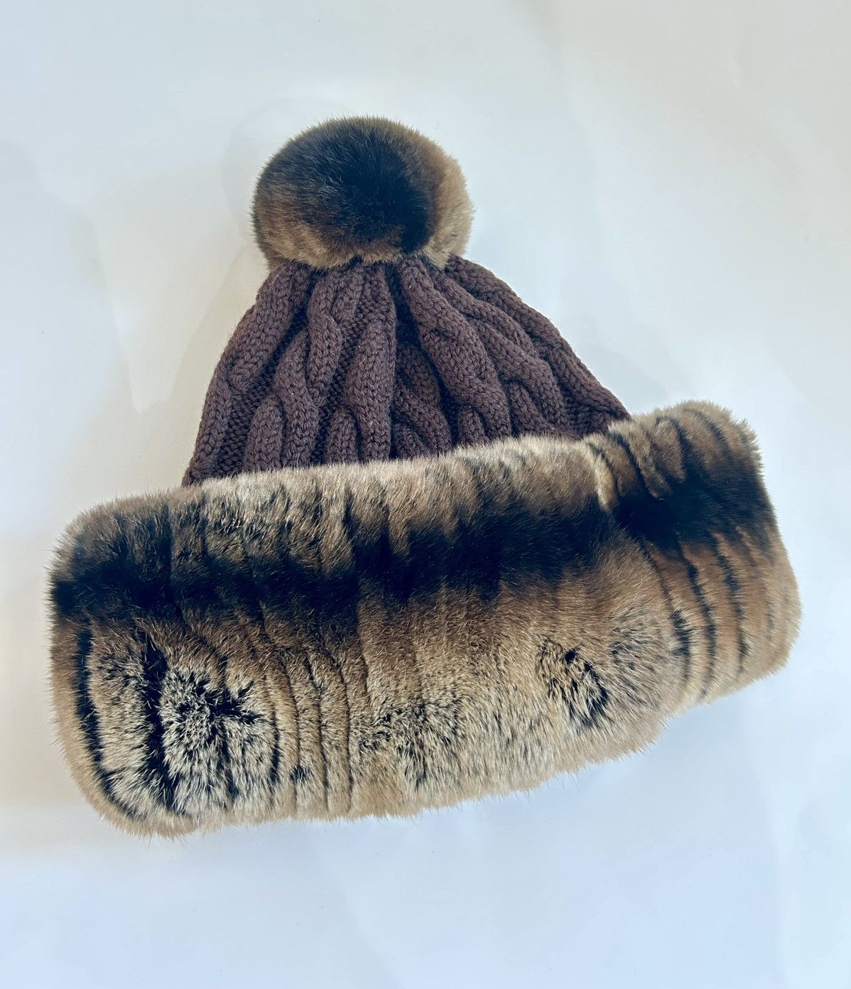 Other Winter hat made of natural mink fur woolen wool furry Size ONE SIZE - 1 Thumbnail