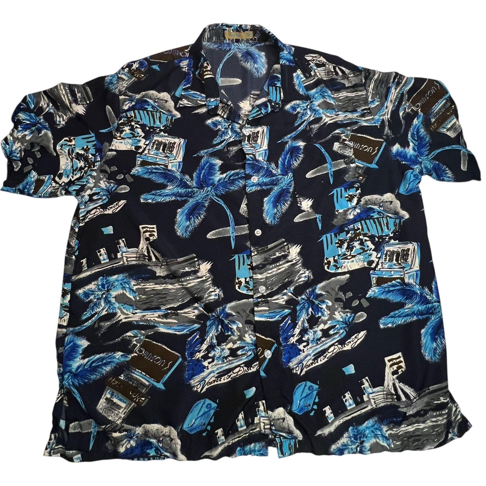 Other HanTon Men’s Hawaiian Shirt 2XL Blue Palm Tree Island Aloha Size US XXL / EU 58 / 5 - 8 Thumbnail