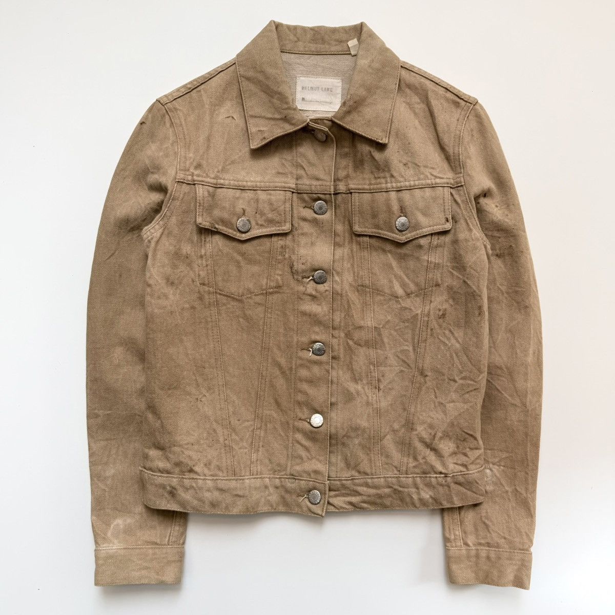 Helmut Lang Early 2000s Helmut Lang Stained Classic Denim Trucker Jacket Size XS / US 0-2 / IT 36-38 - 1 Thumbnail