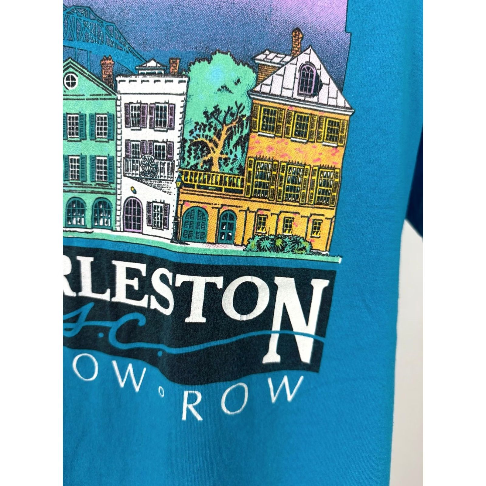 Vintage VINTAGE 80s Charleston South Carolina Shirt Large Blue Rainbow Row Historic Houses Men Size US L / EU 52-54 / 3 - 6 Thumbnail