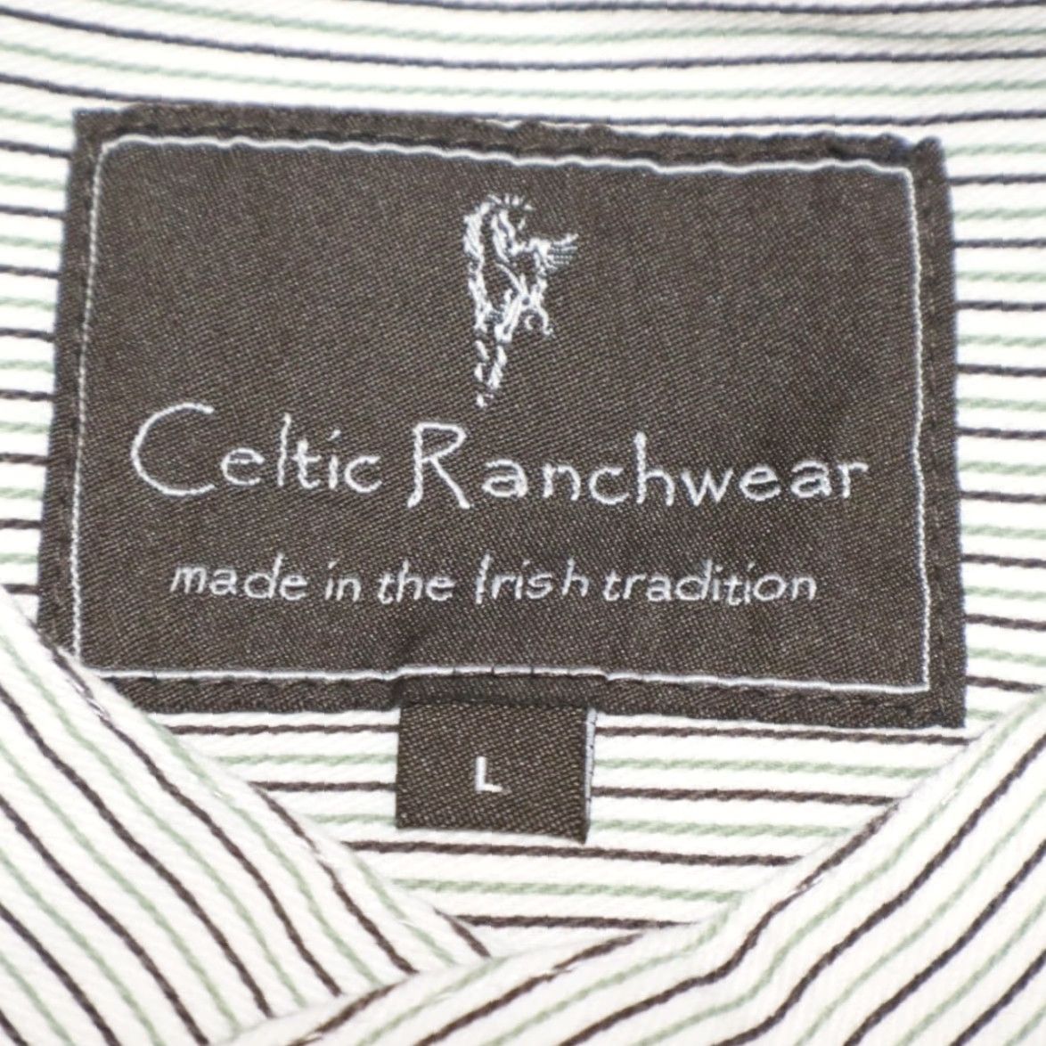 Vintage Celtic Ranch Grandfather Cotton Striped Long Sleeve Button Up Shirt Black/White Men's L Size US L / EU 52-54 / 3 - 6 Thumbnail