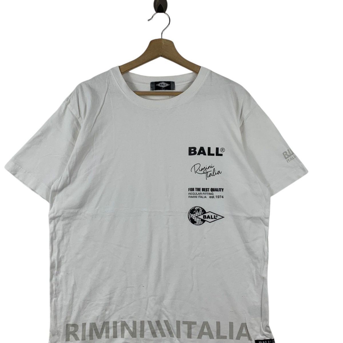 Vintage RIMINI ITALIA x BALL Regular Fitting Collaboration Tee Shirt Size US L / EU 52-54 / 3 - 3 Thumbnail