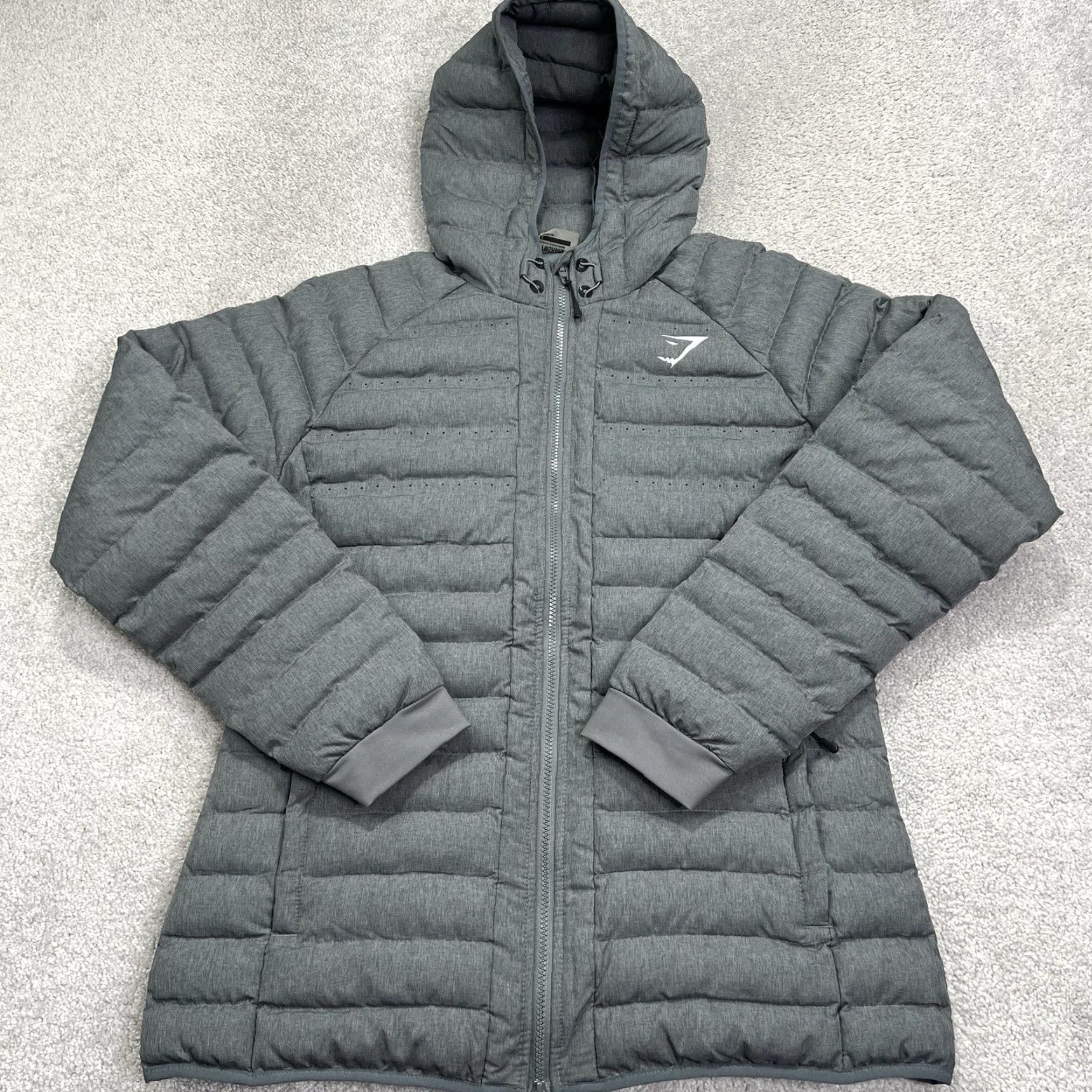 Gymshark Gymshark Jacket Women’s L Gray Full Zip Hood Insulated Pockets Size L / US 10 / IT 46 - 2 Thumbnail