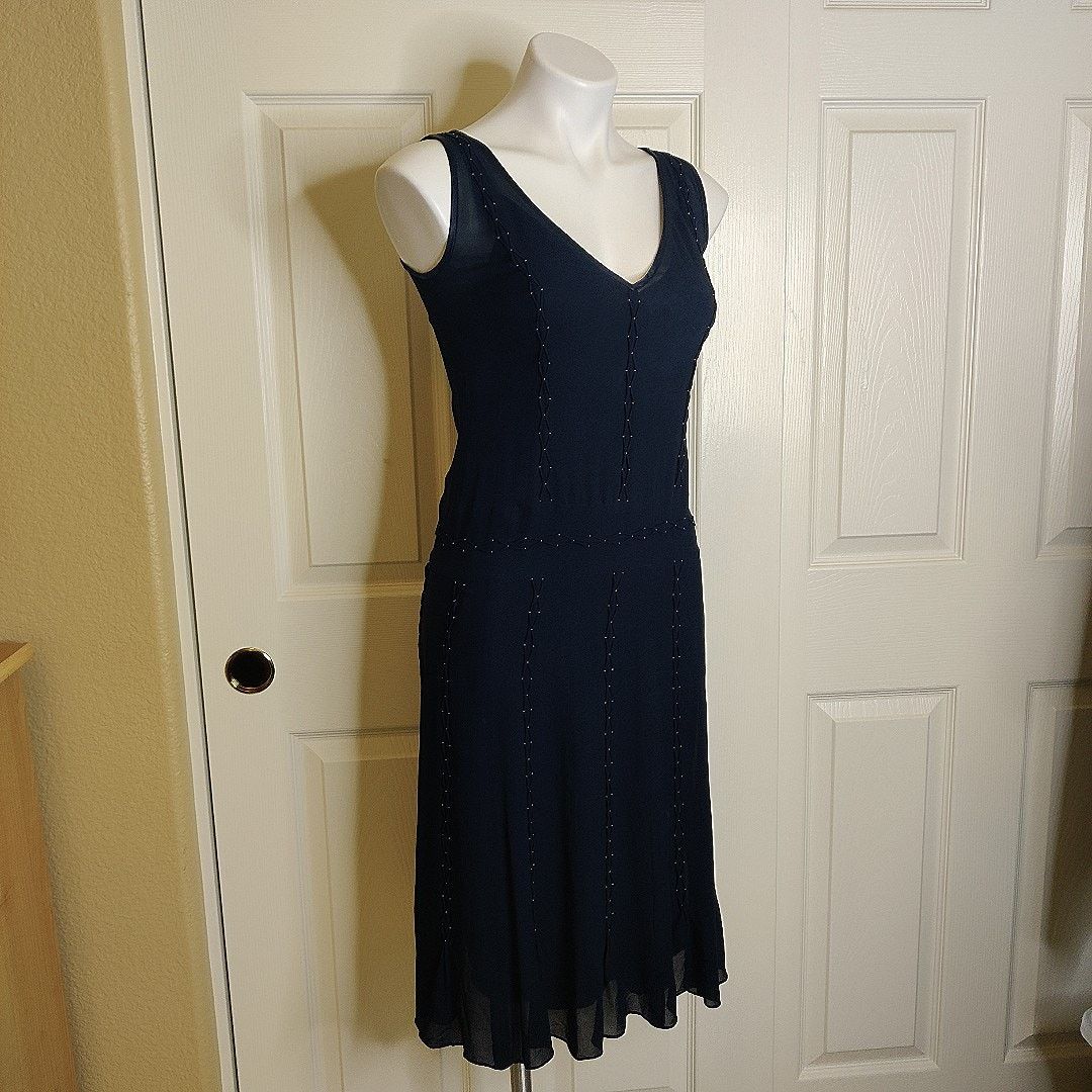 DKNY DKNY 100% silk navy V-neck midi dress sz 4 Size S / US 4 / IT 40 - 2 Thumbnail