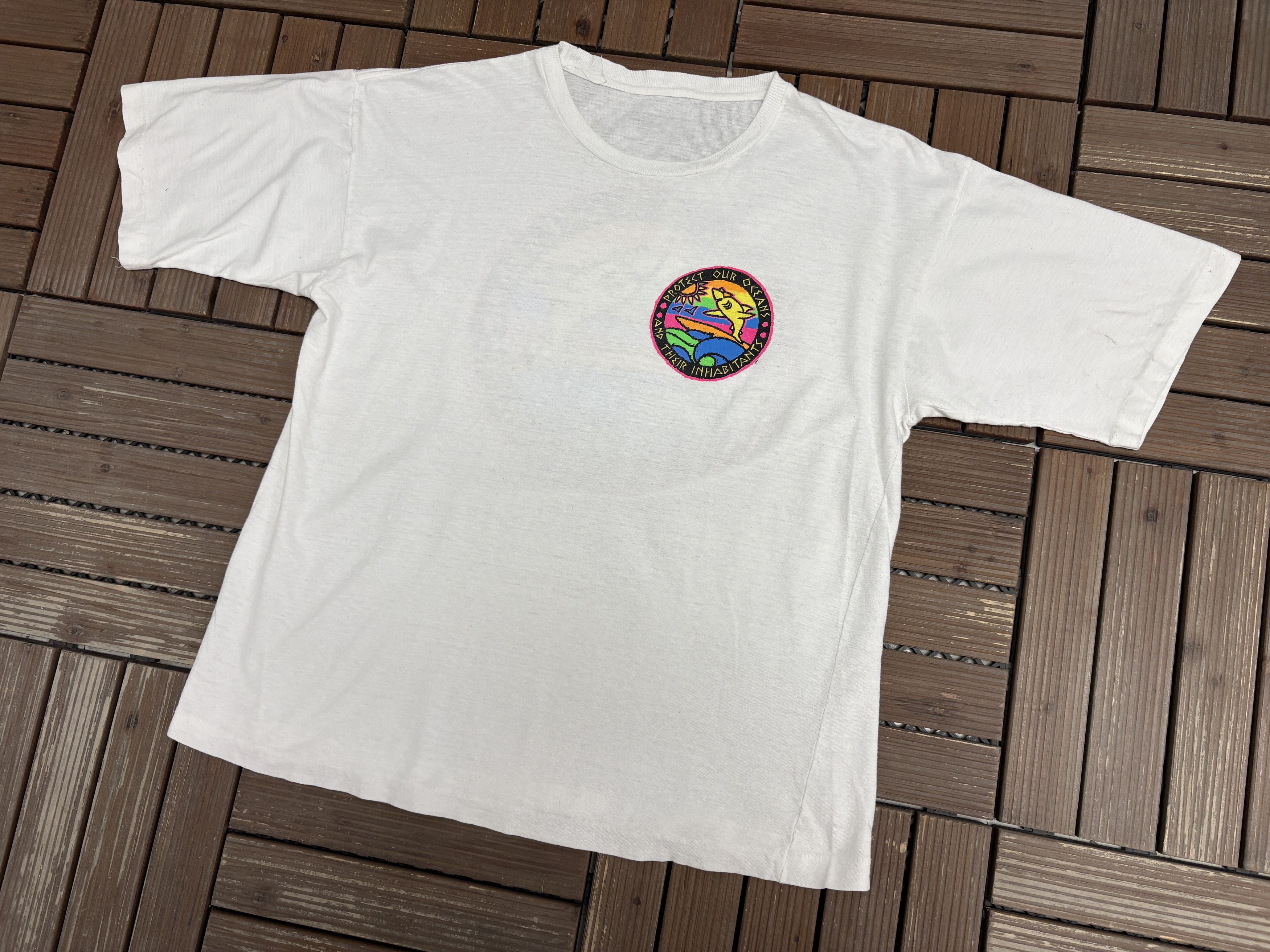 Vintage Protect Our Oceans Vintage White T-Shirt Tee Size US M / EU 48-50 / 2 - 3 Thumbnail