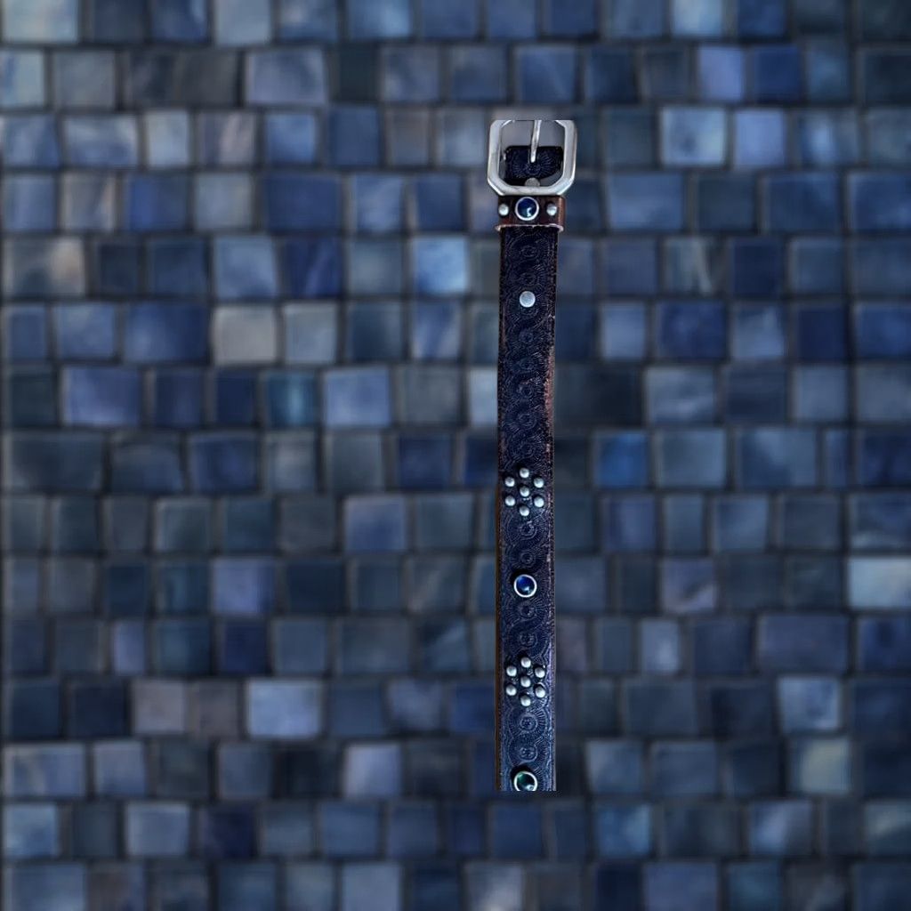Ralph Lauren RRL RALPH LAUREN STUDDED LEATHER BELT VINTAGE STYLE BLUE GEMS MEN SIZE 30 USED Size 30 - 1 Thumbnail