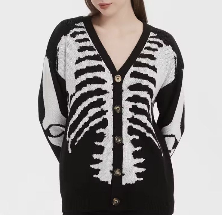 Japanese Brand Skeleton Print Cardigan Size US XL / EU 56 / 4 - 3 Thumbnail