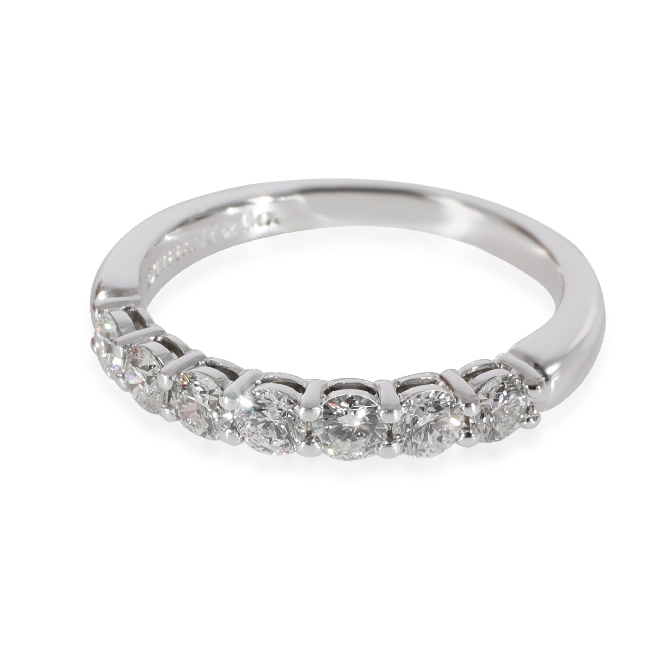 image of Tiffany Co Tiffany & Co. Forever Diamond 7 Stone Band In Platinum 0.56 Ctw in Silver, Women's