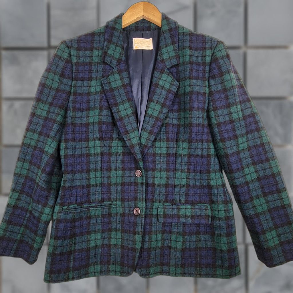 Pendleton VINTAGE Pendleton Blazer Jacket Wool Plaid Green Size 10 USA Lined Women's Size L / US 10 / IT 46 - 1 Thumbnail