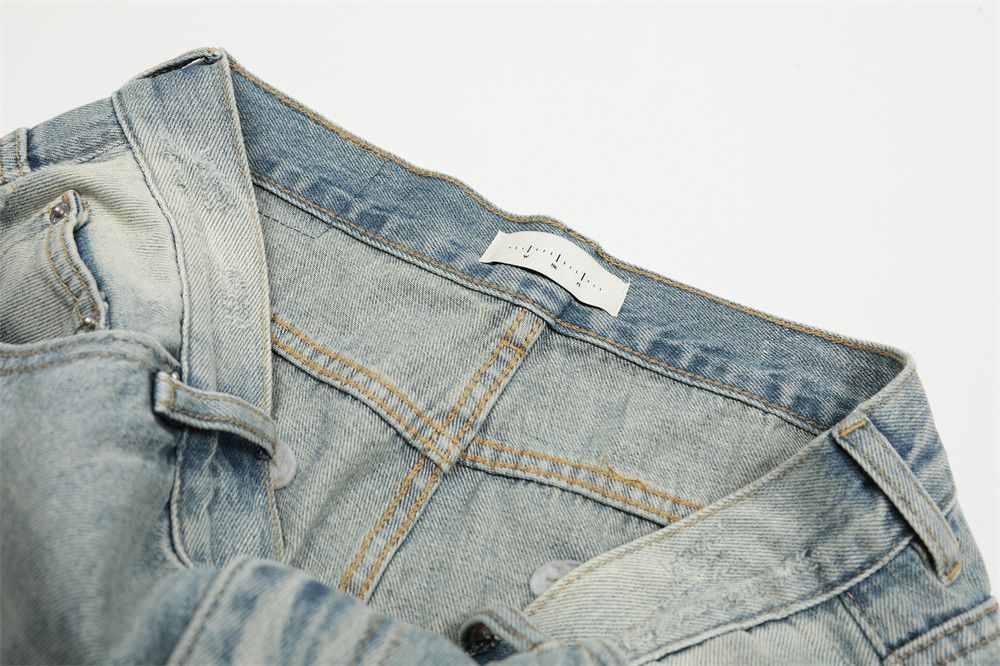Japanese Brand × Jean American street washed loose straight men's distressed jeans Size US 34 / EU 50 - 4 Thumbnail