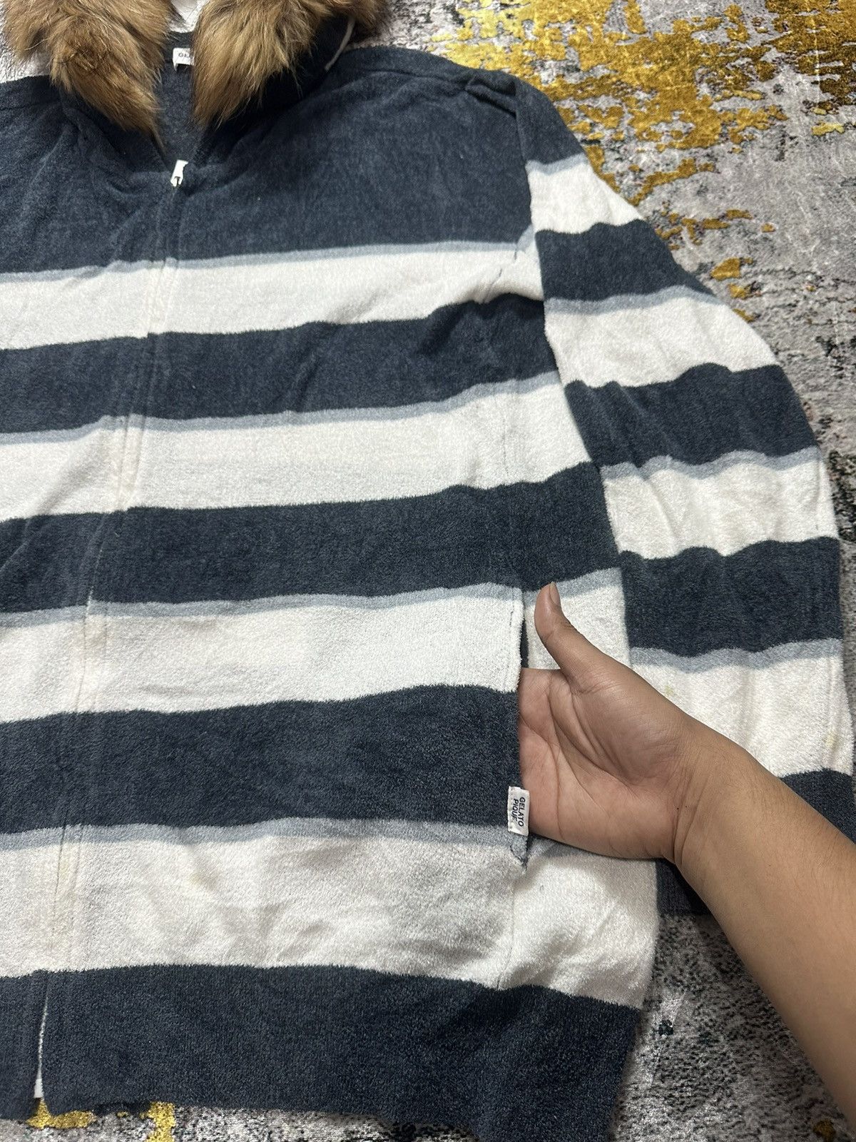 20471120 GELATO PIQUE HOMME STRIPE FUR ZIP HOODIE COTTON JAPAN BRAND Size US XL / EU 56 / 4 - 4 Thumbnail