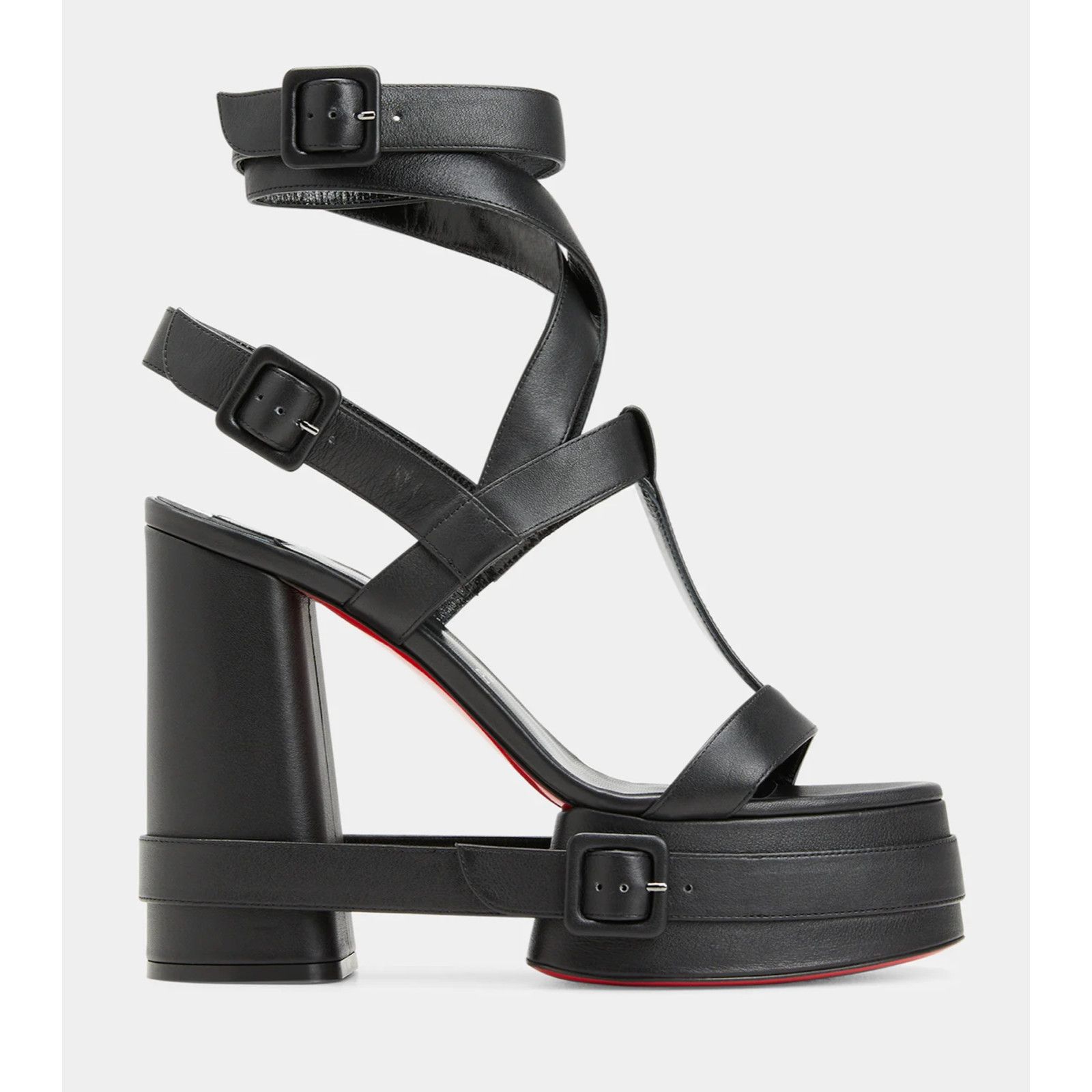 Christian Louboutin Yazefatt Strap 130 Black Platform Bloc Heel Sandal Pump 37.5 Size US 7.5 / IT 37.5 - 1 Thumbnail