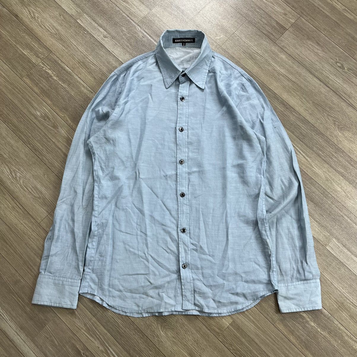 5351 POUR LES HOMMES 1990s Vintage 5351 Pour Les Homme Blue Denim Shirt Designer Size US M / EU 48-50 / 2 - 1 Thumbnail