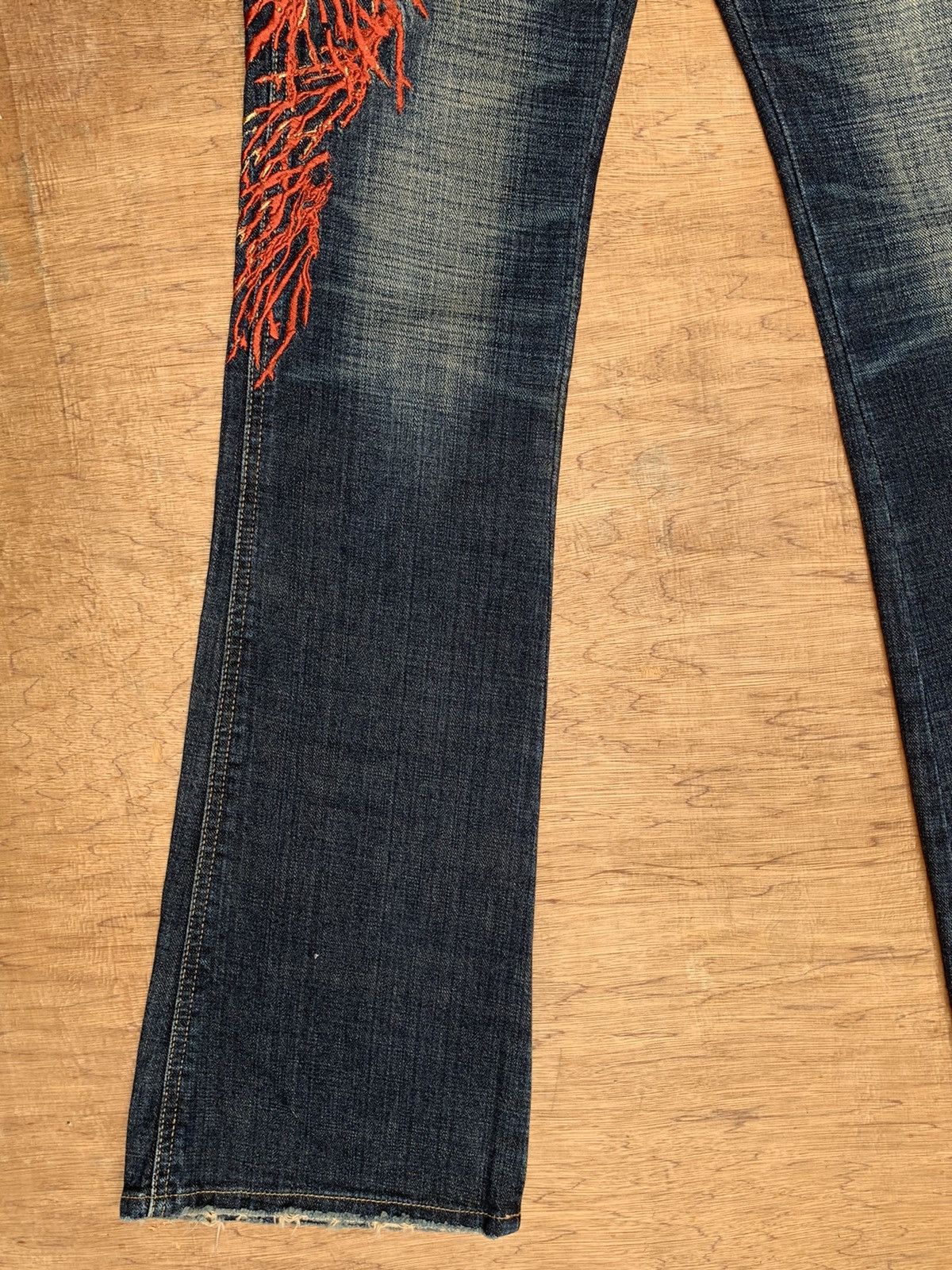Japanese Brand Rare Sword Jean 44 Peace Embroidered Flare Denim Pants Size US 29 - 8 Thumbnail