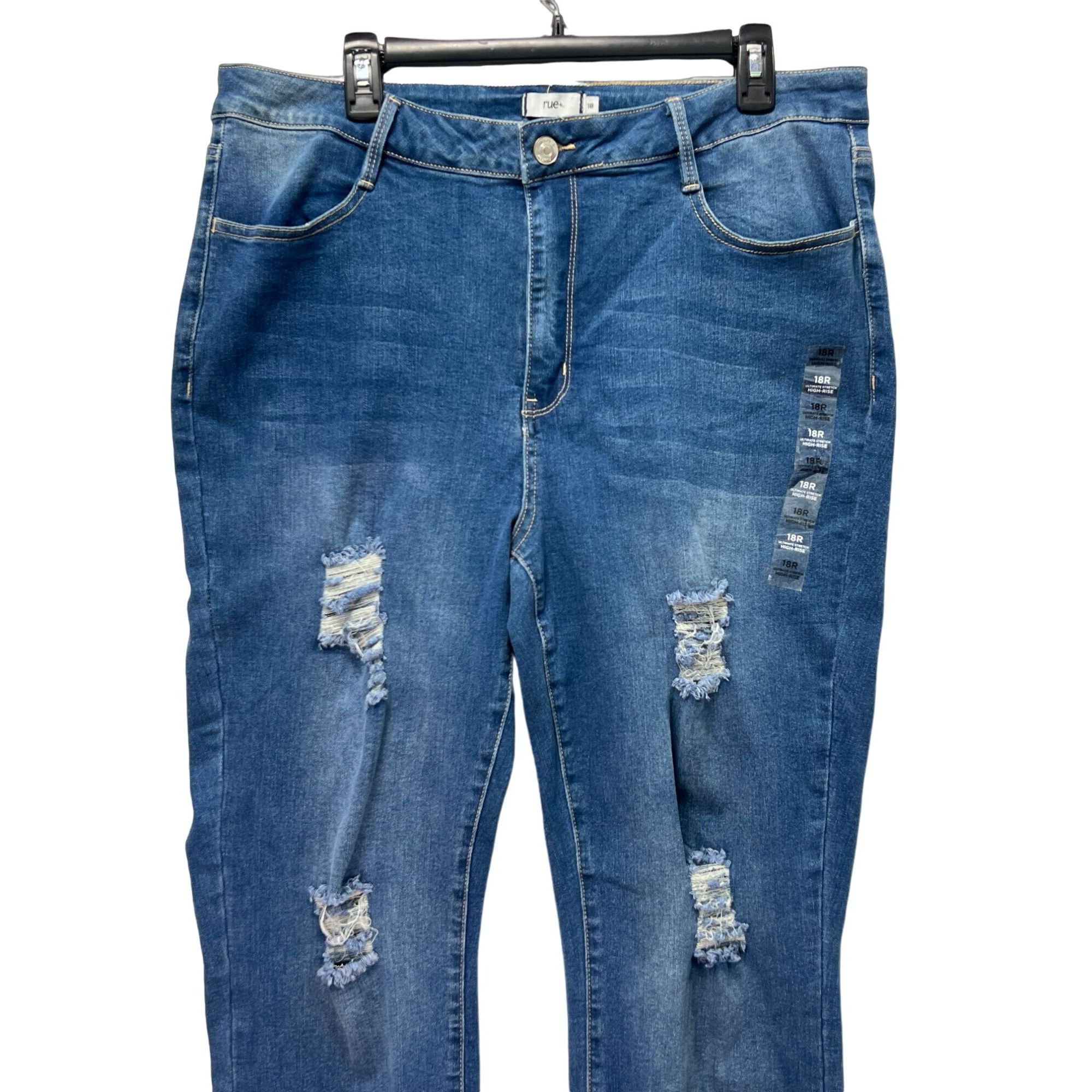 Other Rue + - Women's Ultimate Stretch High-Rise Skinny Jeans Dist Size 40" / US 18 - 14 Thumbnail