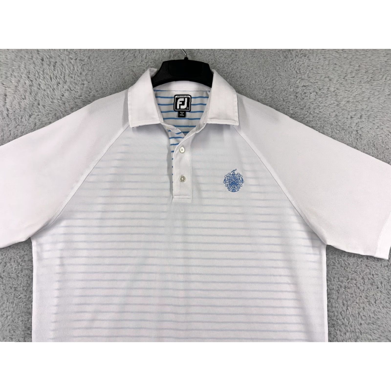Footjoy FootJoy Polo Mens Large White Striped Polyester Blend Golf Lightweight Shirt Size US L / EU 52-54 / 3 - 5 Thumbnail