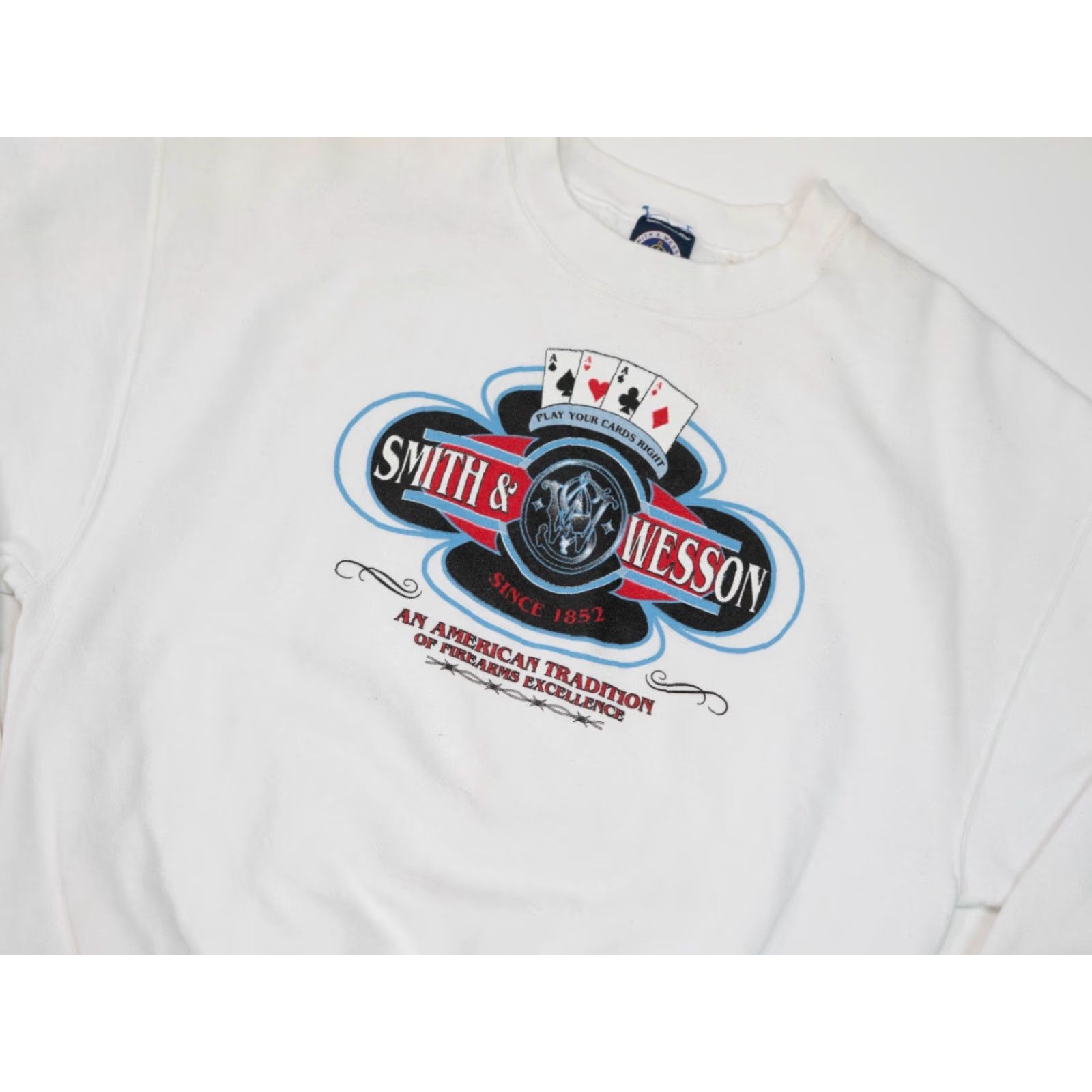 Vintage VINTAGE Smith & Wesson Crewneck Sweatshirt 2XL White 90s Gun Promo Graphic Print Pullover Mens Size US XXL / EU 58 / 5 - 3 Thumbnail