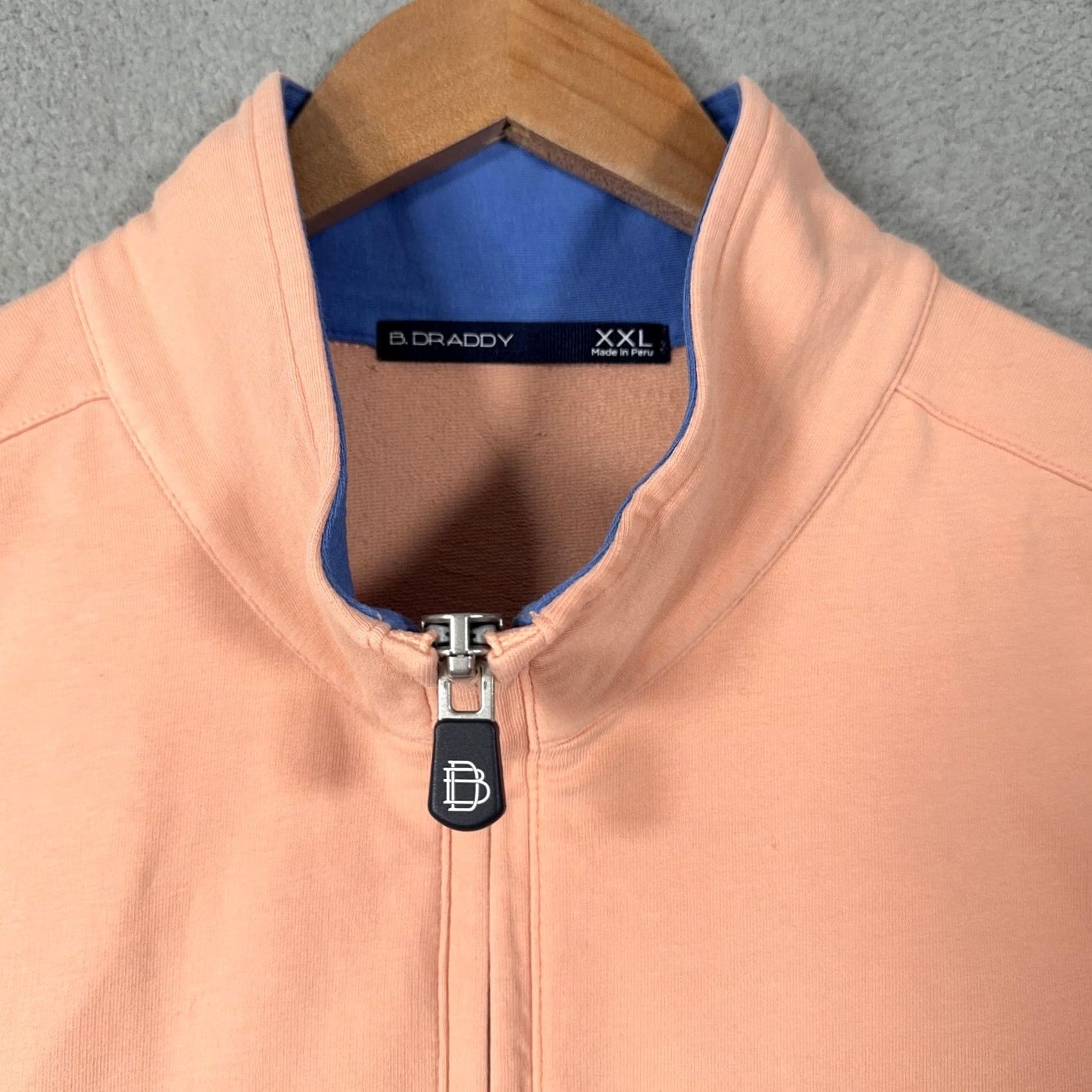 Vintage B. DRADDY Sweatshirt Mens 2XL Orange 1/4 Zip Mock Neck Fleece Pullover with Pockets Shirt Size US XXL / EU 58 / 5 - 2 Thumbnail