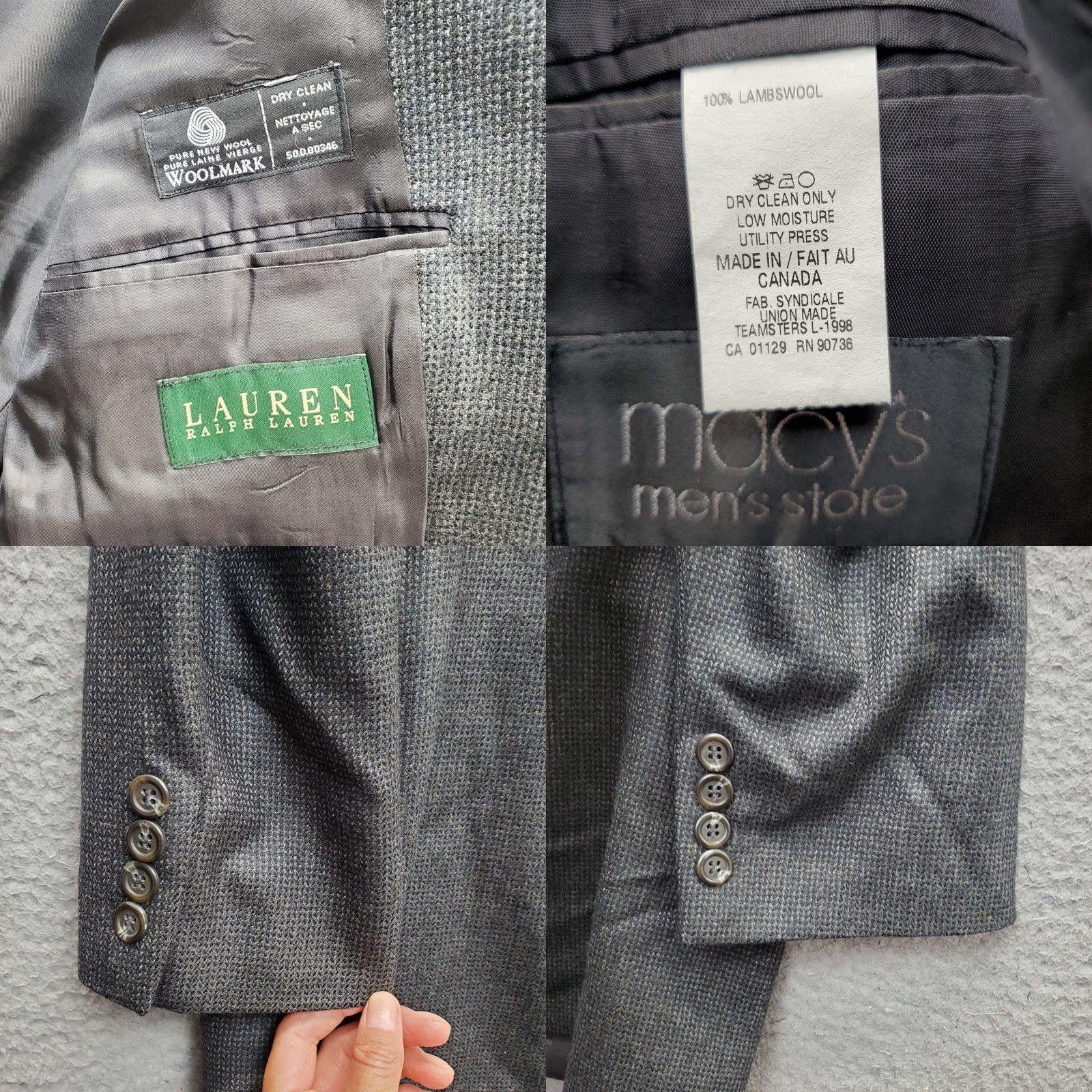 Ralph Lauren Ralph Lauren Blazer Jacket Mens Black Wool Notch Lapel Single Breasted 2 Button, 44, Regular, Chest 42, Short Length, Solid, Wool, Vintage: No, Mens Size 44R - 8 Thumbnail