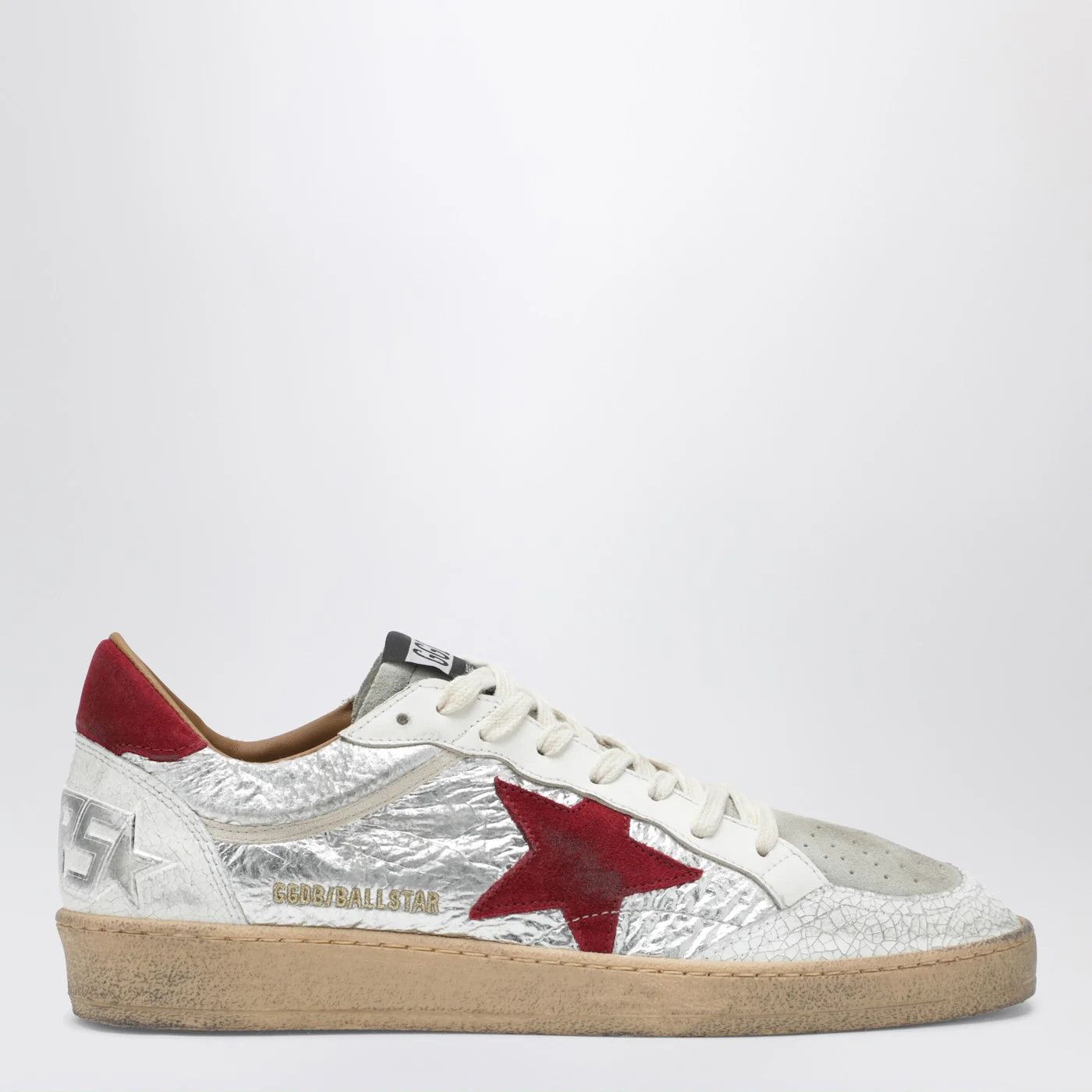 Golden Goose o1d2blof0426 Ball Star Low-Top Sneakers in Silver/Red Size US 13 / EU 46 - 1 Thumbnail