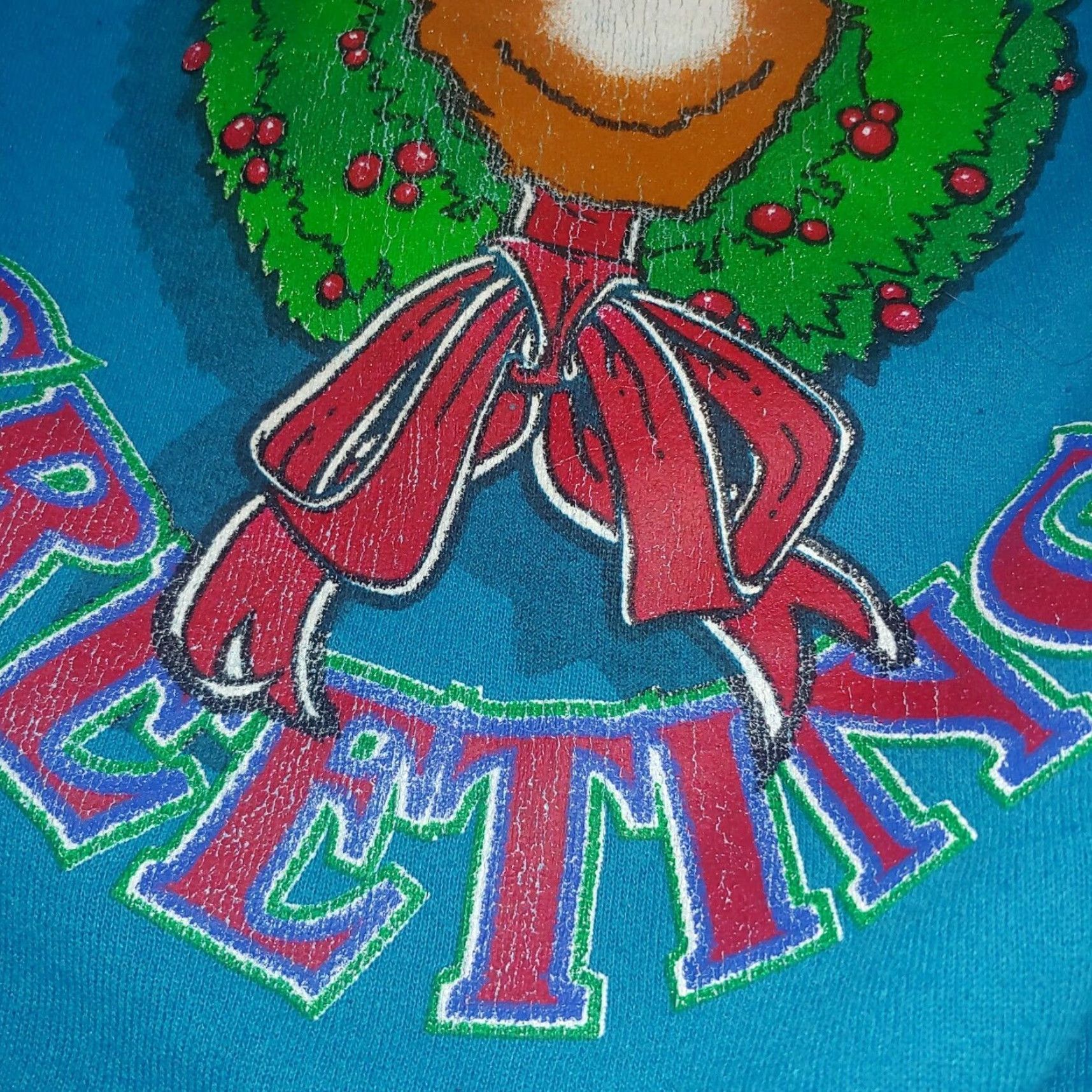 Vintage VINTAGE Seasons Greetings Sweatshirt Turquoise Large XL Unisex Adults Size US XL / EU 56 / 4 - 7 Thumbnail