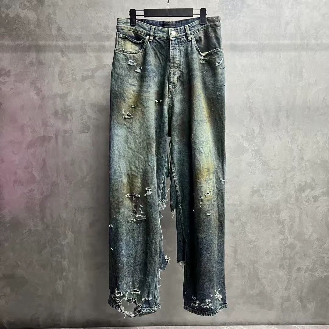Balenciaga Balenciaga Blue Washed Distressed Jeans Size 24" / US 00 / IT 34 - 1 Thumbnail
