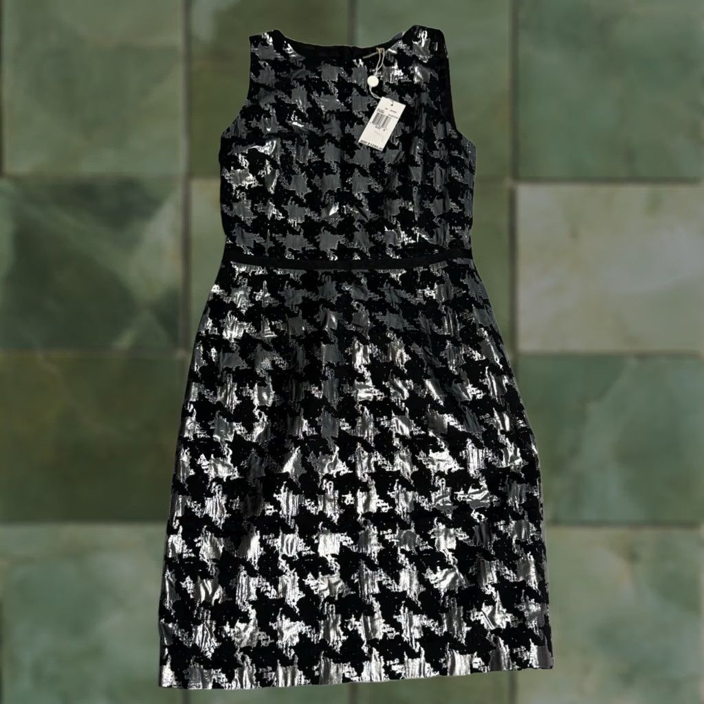 Michael Kors NWT Michael Kors Dress Sheath Metallic Houndstooth Dogtooth Silver Black 6 Womens Size M / US 6-8 / IT 42-44 - 1 Thumbnail