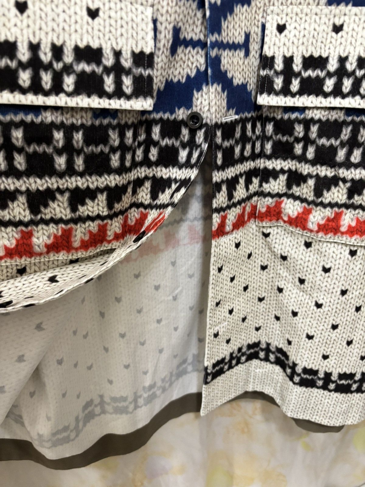 Sacai Sacai Knit Print Button up Shirt Size US L / EU 52-54 / 3 - 6 Thumbnail