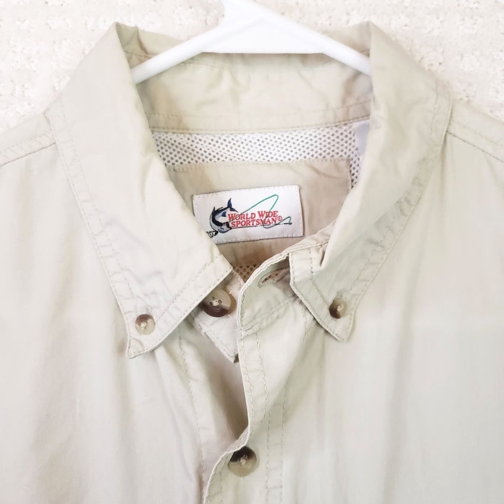 Vintage World Wide Sportsman Shirt Mens L Beige Khaki Long Sleeve Button Up Outdoor Size US M / EU 48-50 / 2 - 7 Thumbnail