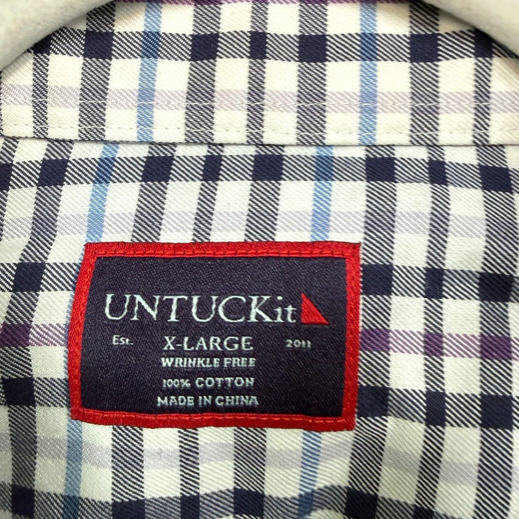 UNTUCKit Untuckit Button Up Shirt Mens XL White Blue Plaid Wrinkle Free Long Sleeve Nice Size US XL / EU 56 / 4 - 5 Thumbnail