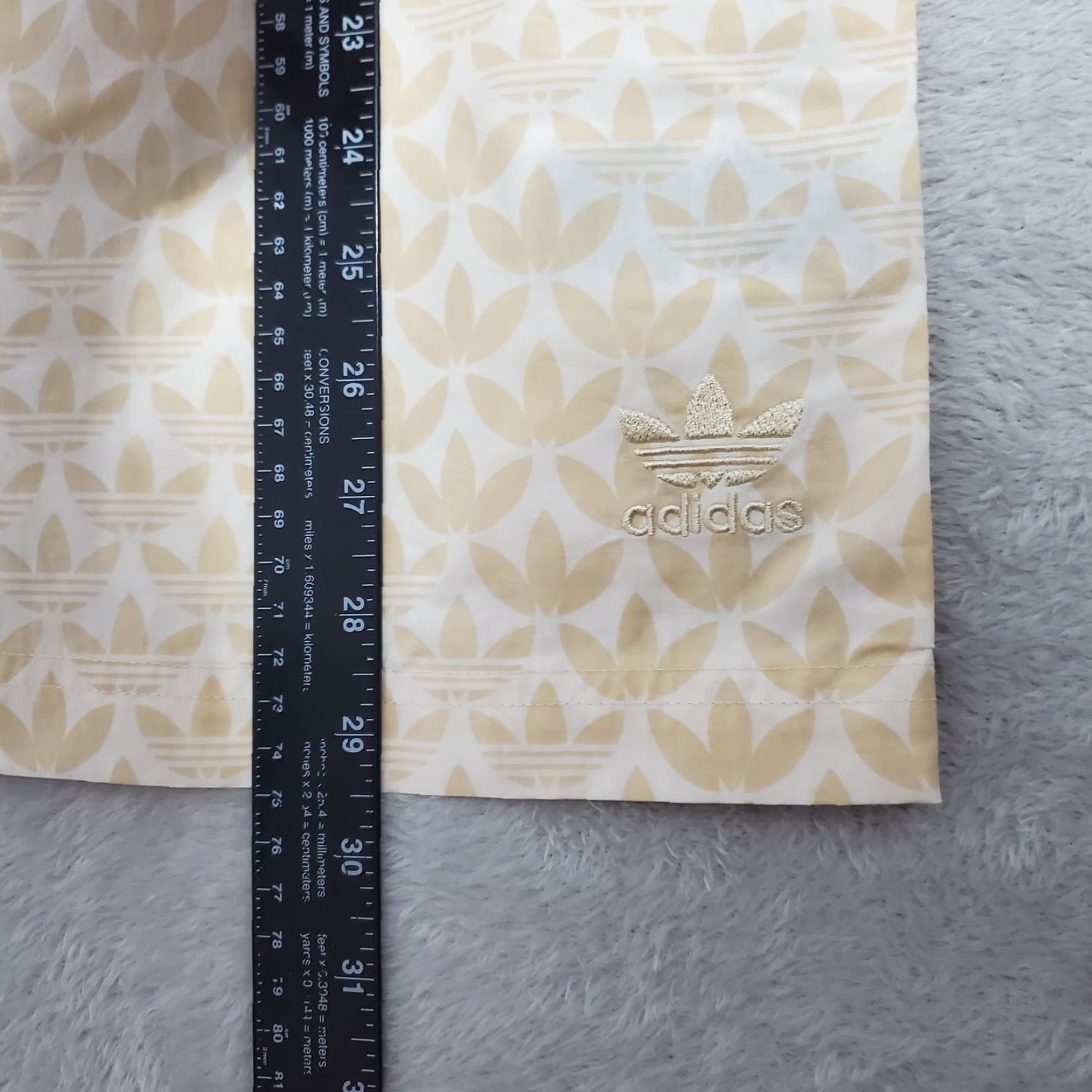 Adidas adidas Shirt Mens S Sand Beige Mono AOP Button Up Cotton Short Sleeve Casual NWT Size US S / EU 44-46 / 1 - 7 Thumbnail
