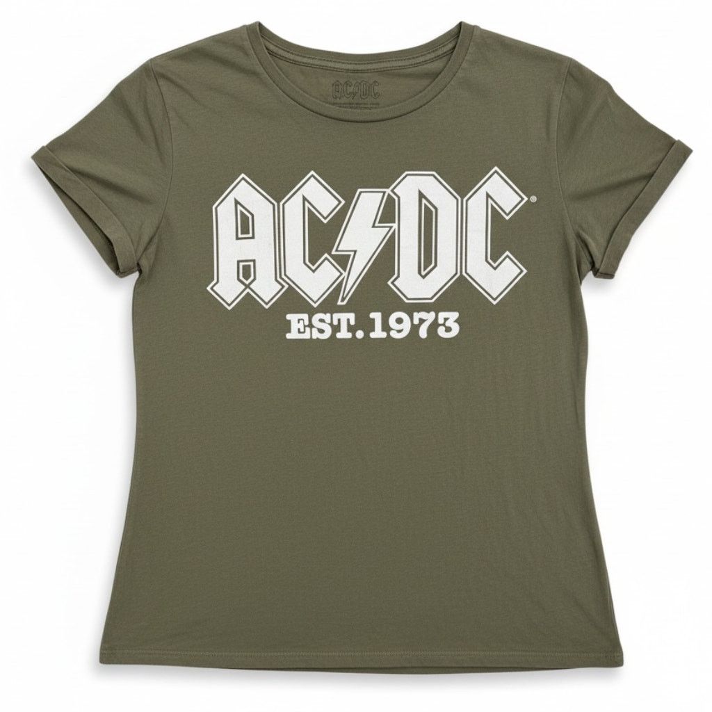 AC/DC AC/DC Green S/S Rock Metal Fitted T-Shirt Women's Small Size S / US 4 / IT 40 - 1 Thumbnail