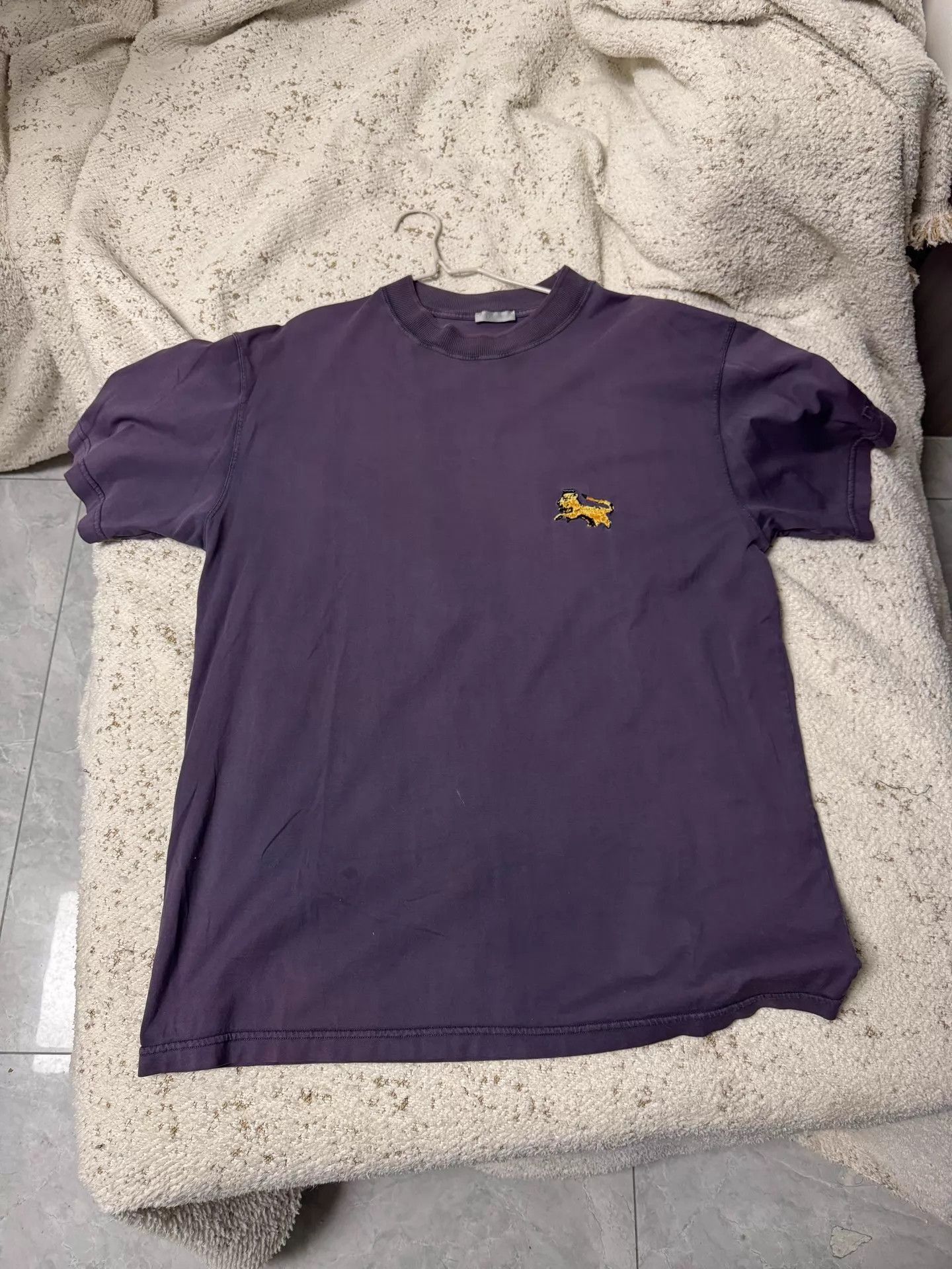Purple Short Sleeve T-Shirt with Embroidered Design