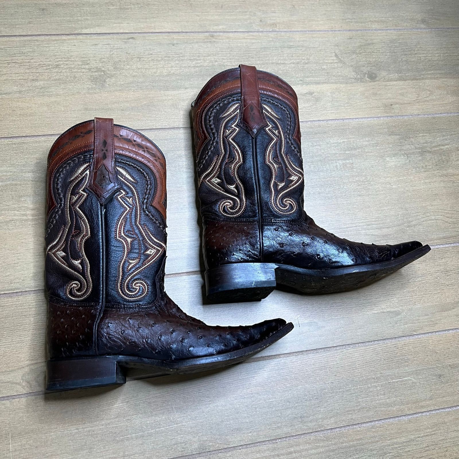 Los Altos Boots Los Altos Quill Ostrich Cowboy Boots Brown Leather Mens 7 EE Size US 7 / EU 40 - 22 Thumbnail