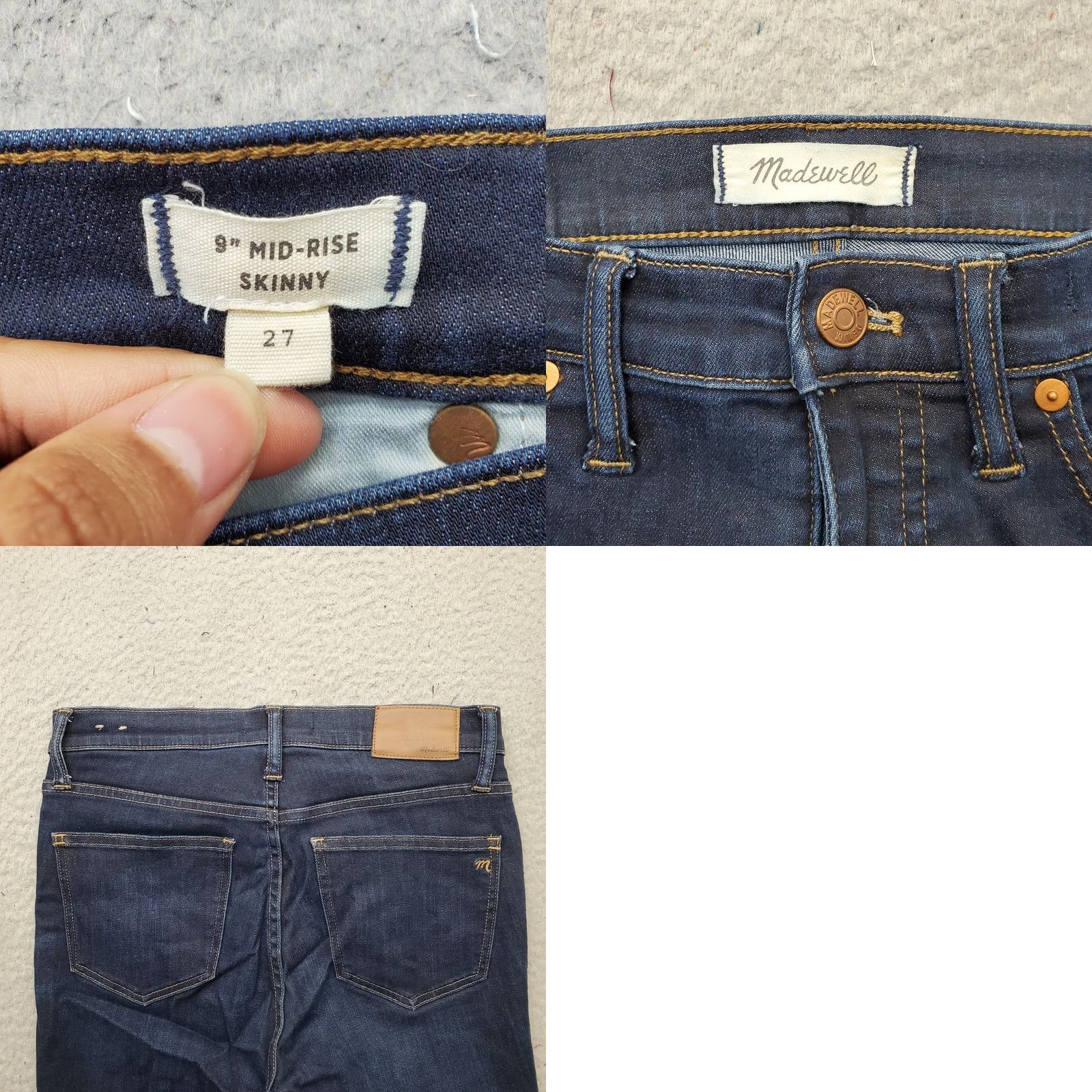 Madewell Madewell Womens 27 Blue Denim Dark Wash Stretch 9" Mid-Rise Skinny Jeans Size 27" / US 4 / IT 40 - 8 Thumbnail