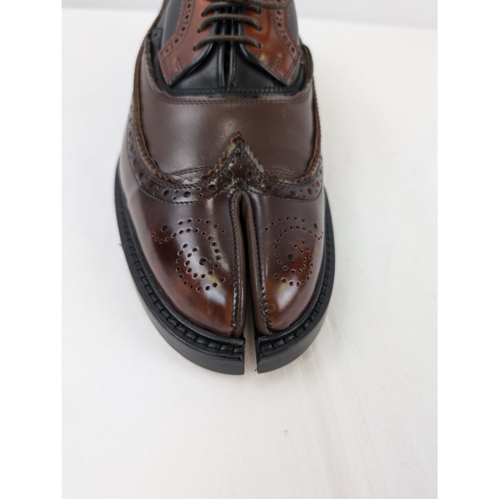 Maison Margiela o1rshd1 Tabi Leather Shoes Boots in Dark Brown Size US 12 / EU 45 - 12 Thumbnail