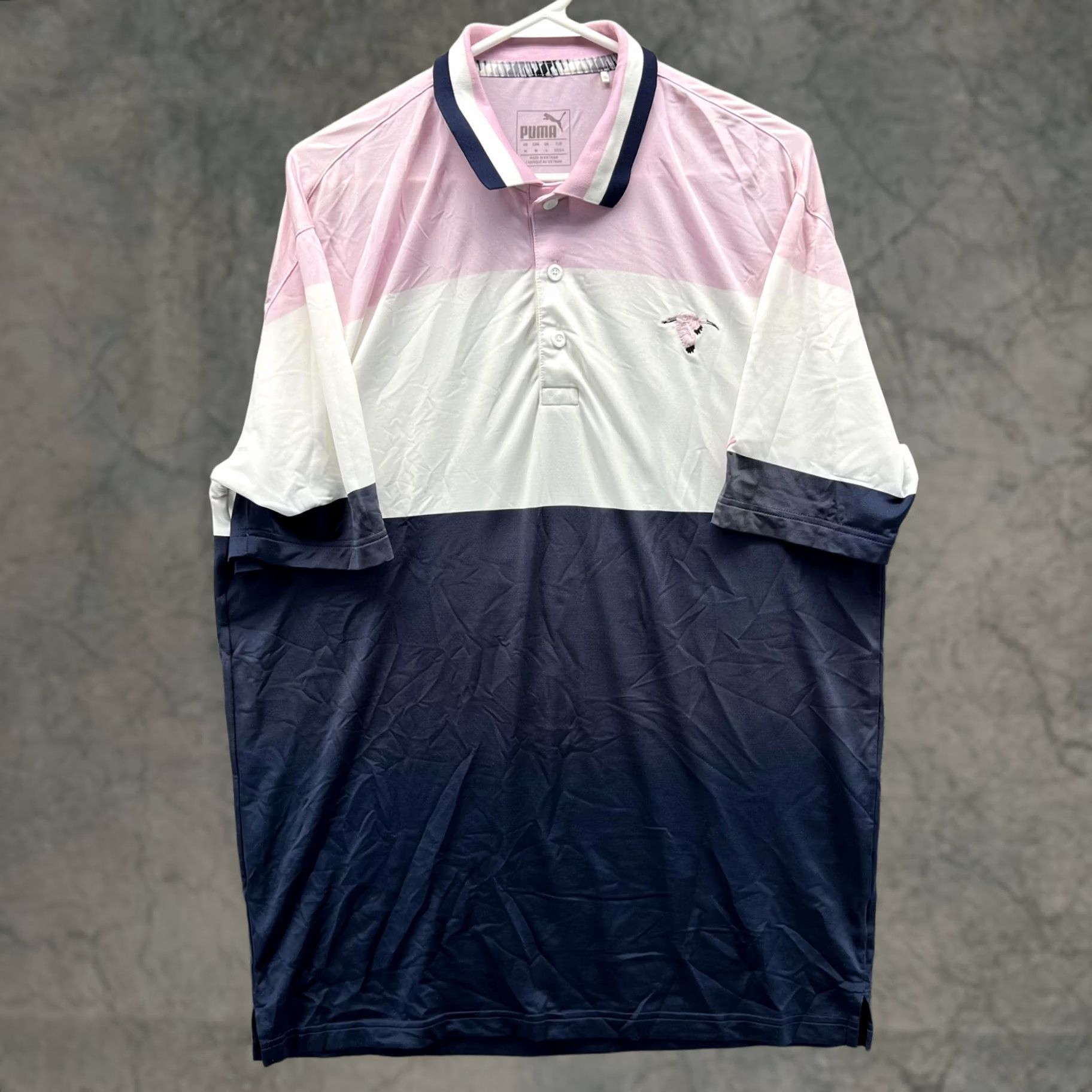 Puma Puma Polo Shirt Mens Medium Colorblock Pink White Navy Golf Performance Casual Size US M / EU 48-50 / 2 - 1 Thumbnail