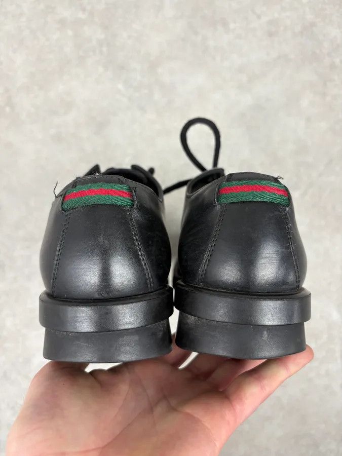 Gucci 2000s Gucci Black Leather Signature Derby Shoes Size US 8.5 / EU 41-42 - 6 Thumbnail