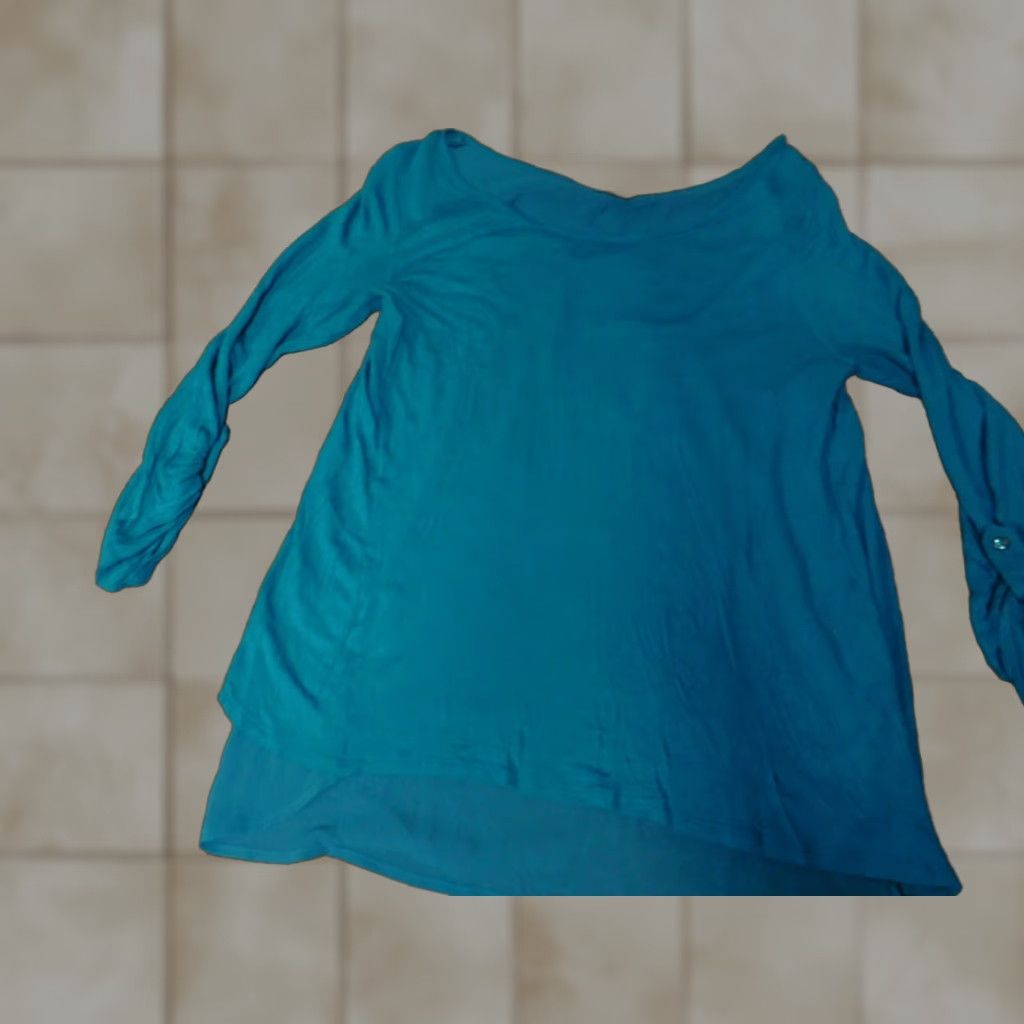 Express Express Blouse Womens Small Blue Stretch Pullover V-neck Shirt Size S / US 4 / IT 40 - 1 Thumbnail