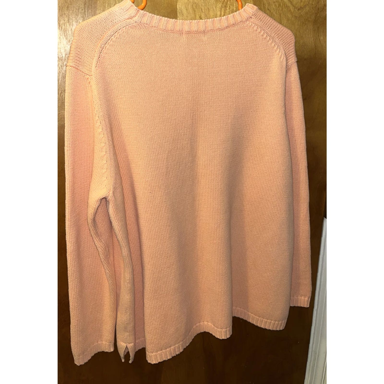 Vintage L.L. Bean Women's Sweater Crewneck Pullover Large Fall Winter Spring Orange Cotton Casual Size L / US 10 / IT 46 - 2 Thumbnail