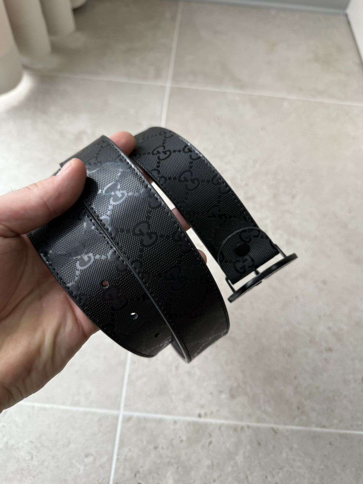 Gucci Gucci Monogram Belt Black Size ONE SIZE - 3 Thumbnail
