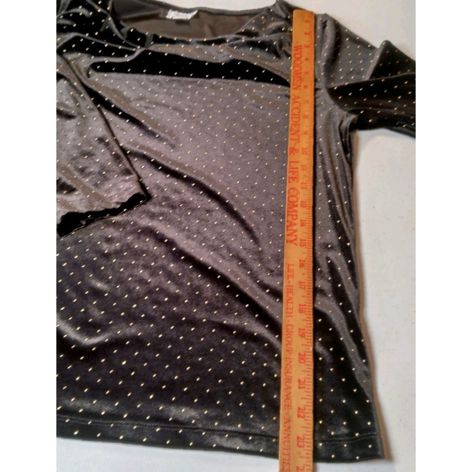 Vintage VINTAGE Jacklyn Smith Velour Shirt Women L Black Gold Studded Draped Neck Stretch Shirt Womens Regular 3/4 Sleeve Size L / US 10 / IT 46 - 5 Thumbnail