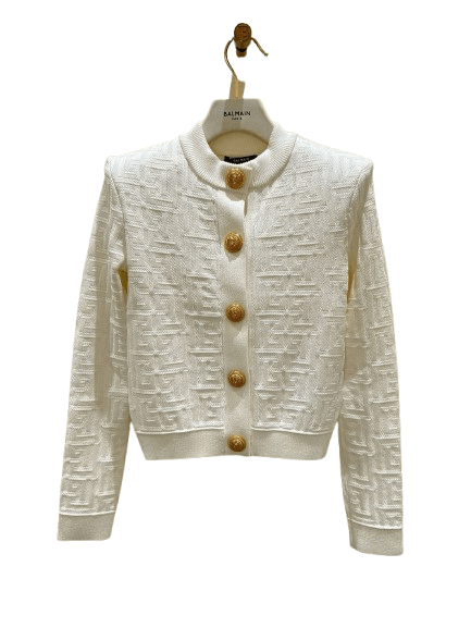 Balmain o1srvl11e1125 Button-up Cardigan in White Size XS / US 0-2 / IT 36-38 - 1 Preview