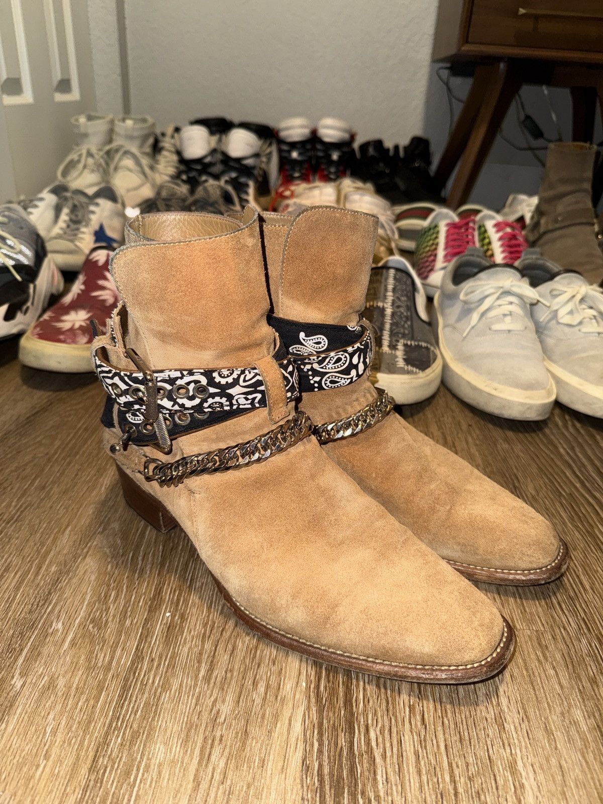 Amiri BANDANA BUCKLE BOOT with chain