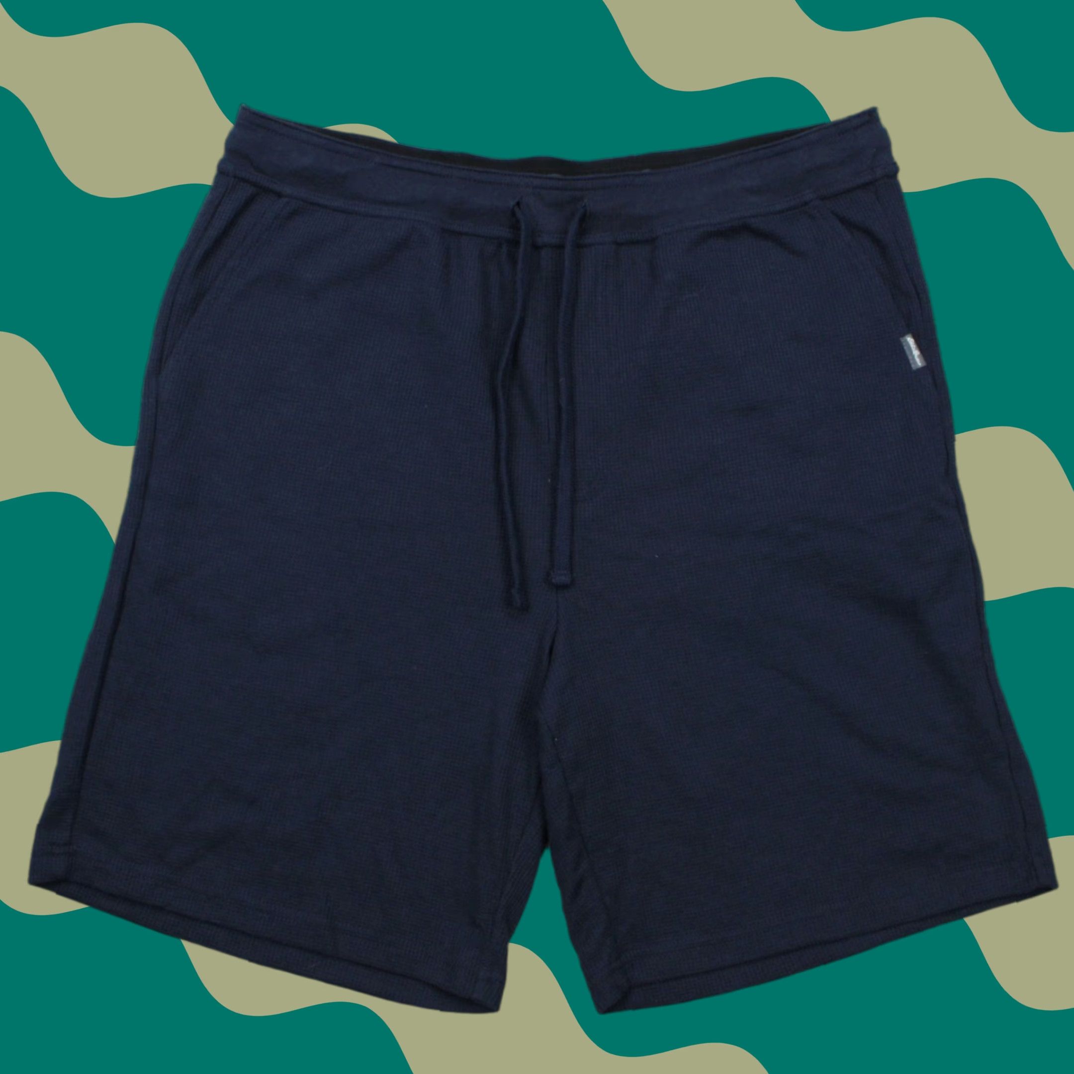Eddie Bauer Eddie Bauer Mens Medium Blue Lounge Shorts Cotton/Poly 8" Inseam Sweat Knit Pockets Logo Flat Front Casual Size US 31 - 1 Thumbnail